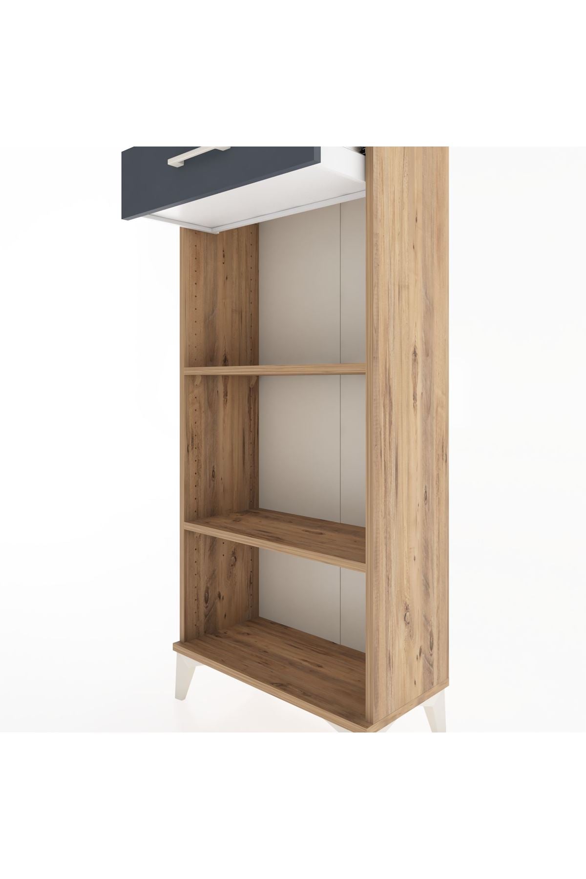 Hyperion Dolap 2 Raflı Tek Çekmeceli 60x44x134 Çam-Antrasit