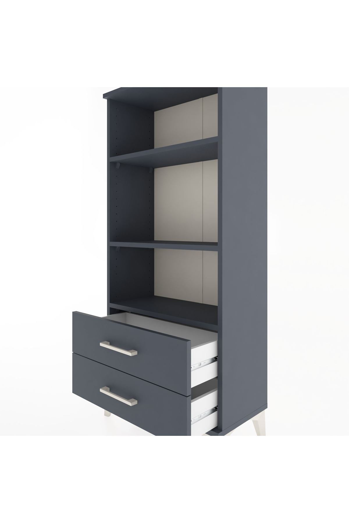 Hyperion Dolap 3 Raflı 2 Çekmeceli 60x44x134 Antrasit-Antrasit