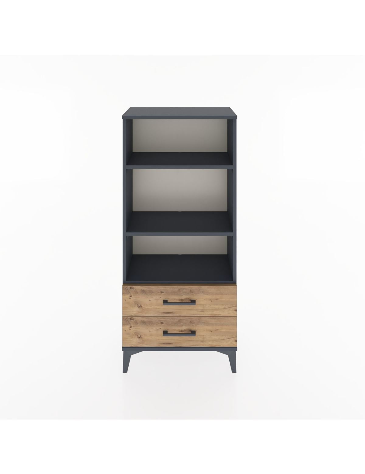 Hyperion Dolap 3 Raflı 2 Çekmeceli 60x44x134 Antrasit-Çam