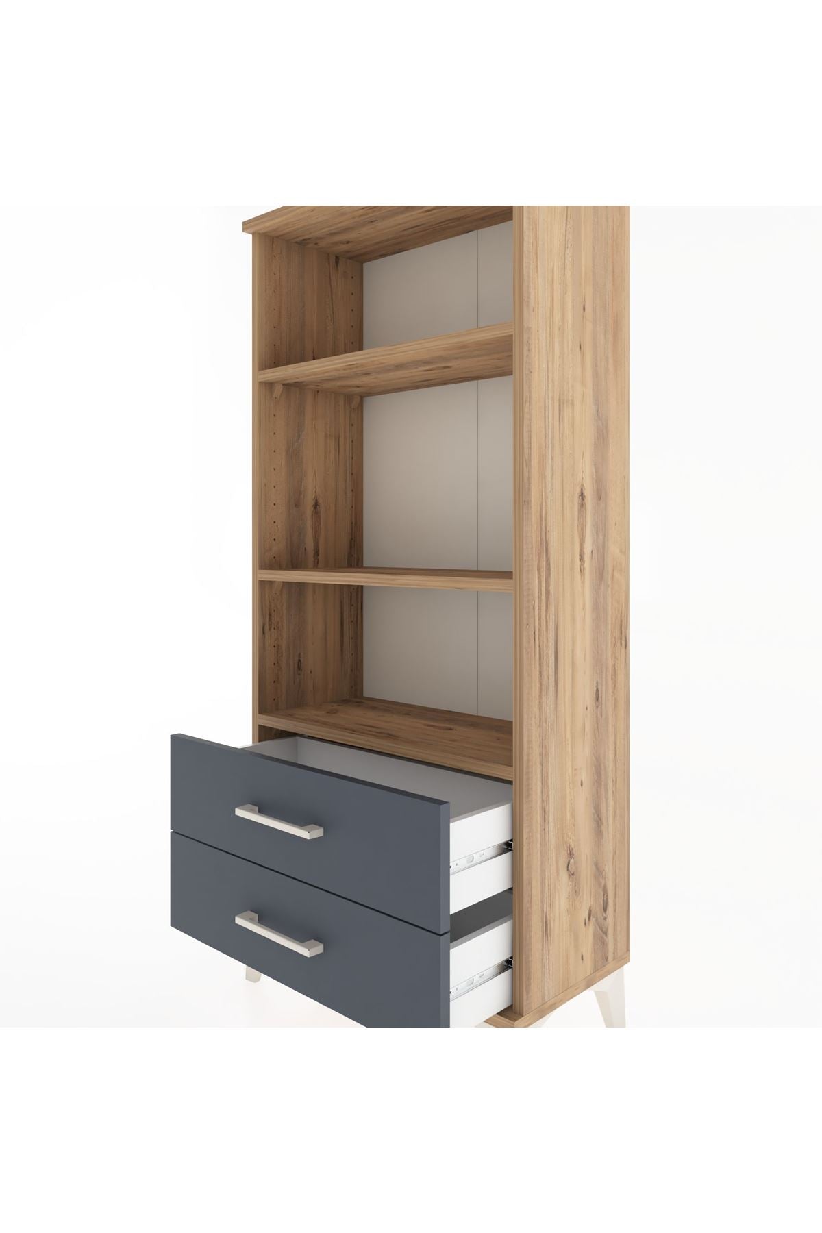 Hyperion Dolap 3 Raflı 2 Çekmeceli 60x44x134 Çam-Antrasit