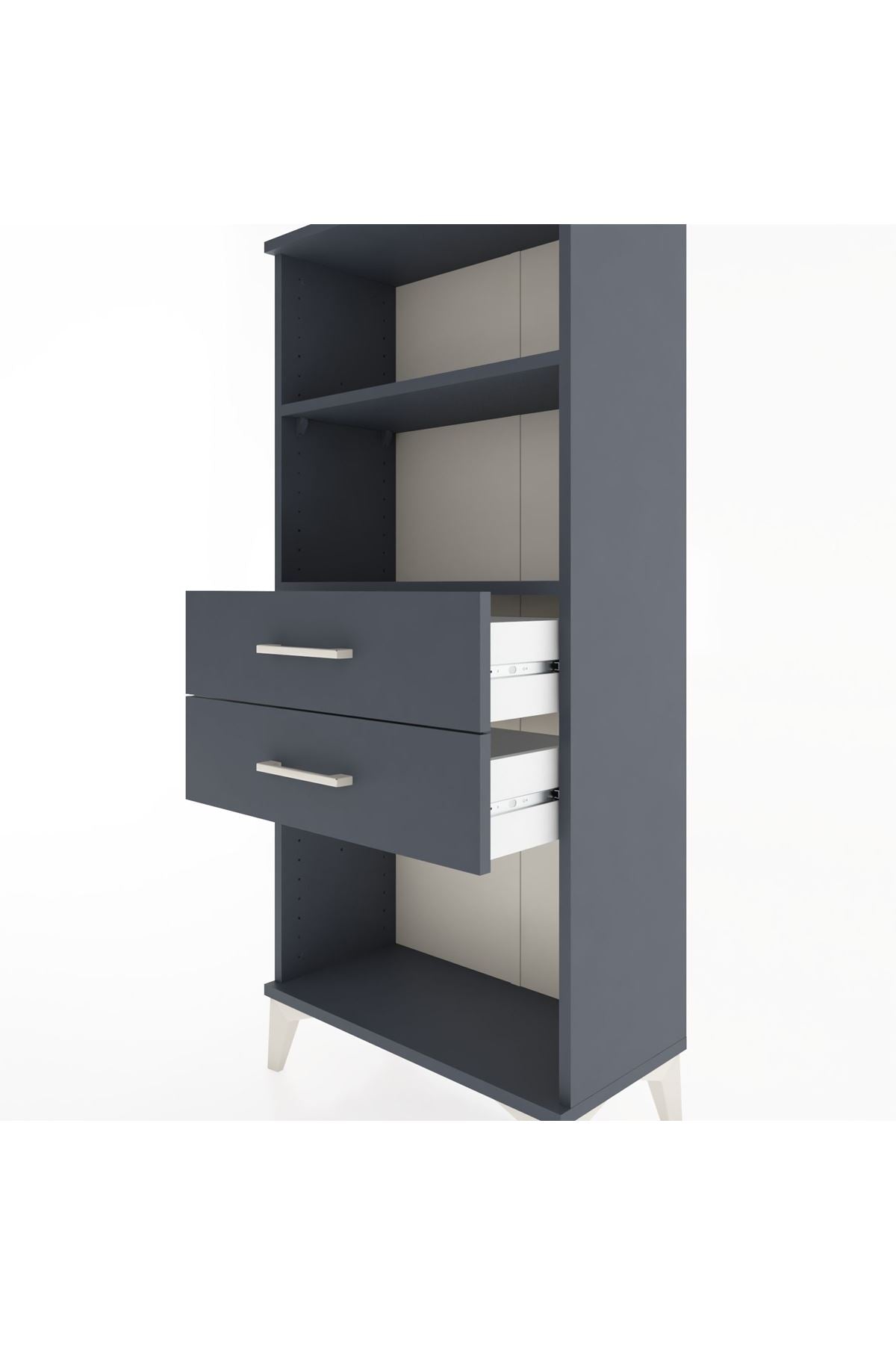 Hyperion Dolap 2 Raflı 2 Çekmeceli 60x44x134 Antrasit-Antrasit