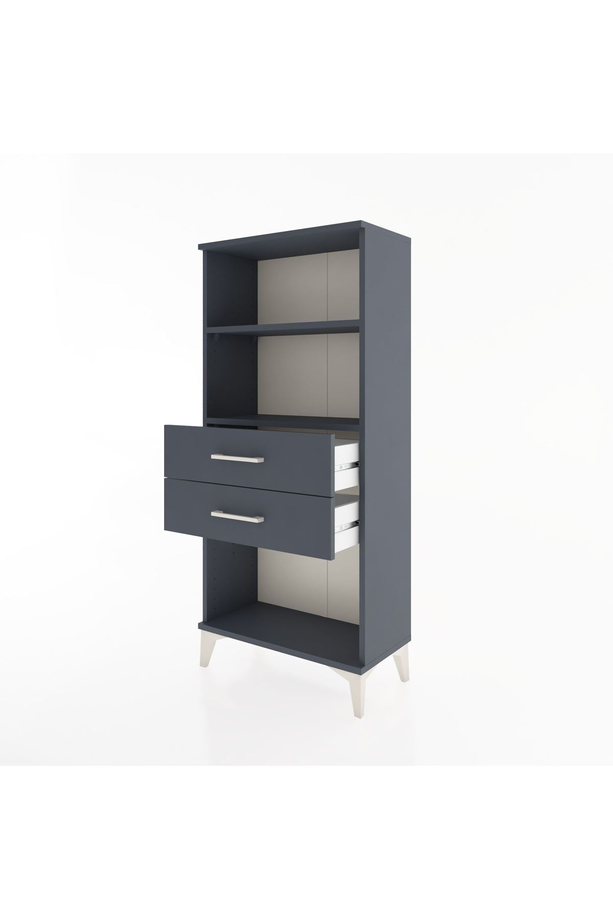 Hyperion Dolap 2 Raflı 2 Çekmeceli 60x44x134 Antrasit-Antrasit