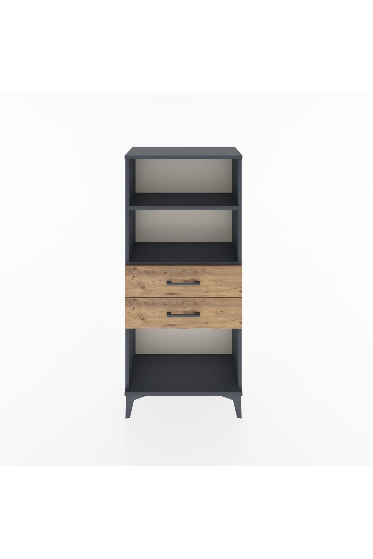 Hyperion Dolap 2 Raflı 2 Çekmeceli 60x44x134 Antrasit-Çam