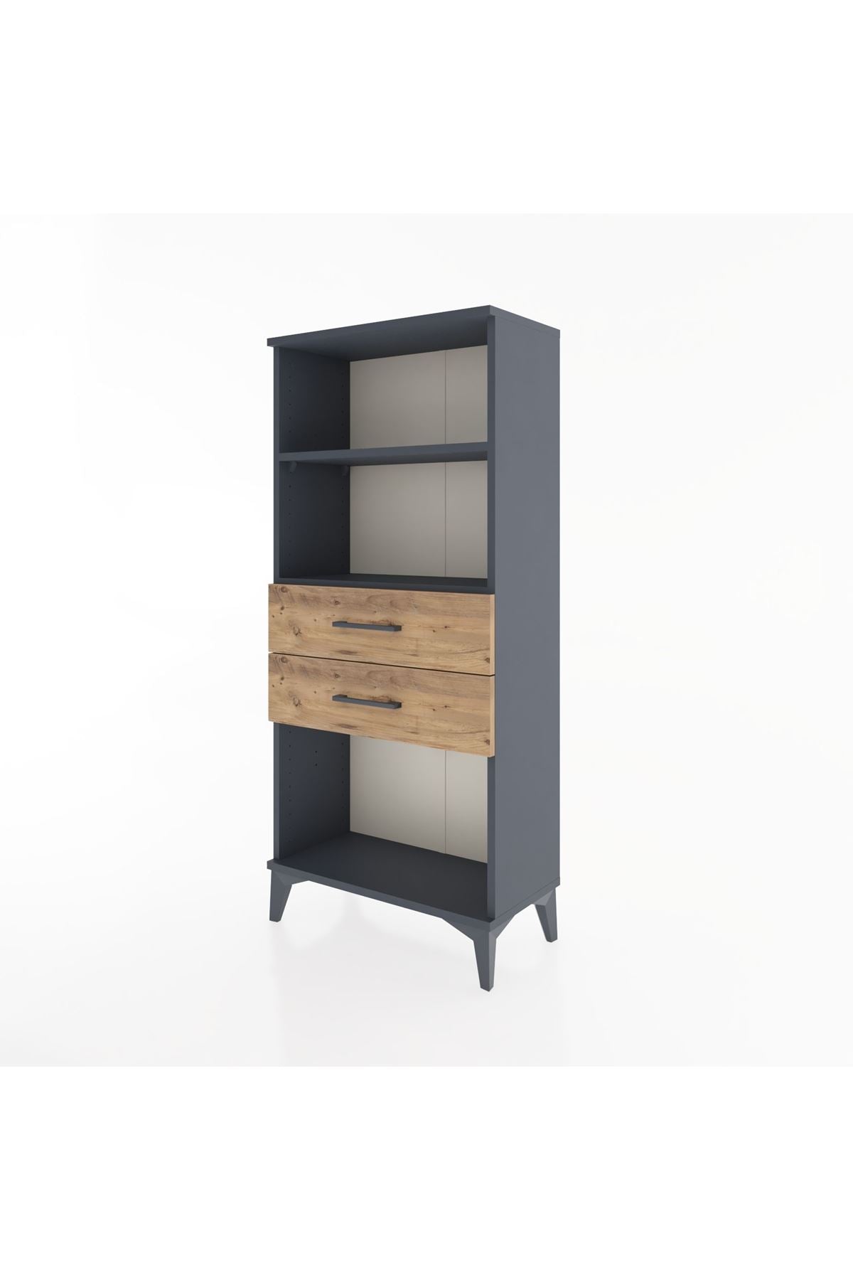 Hyperion Dolap 2 Raflı 2 Çekmeceli 60x44x134 Antrasit-Çam