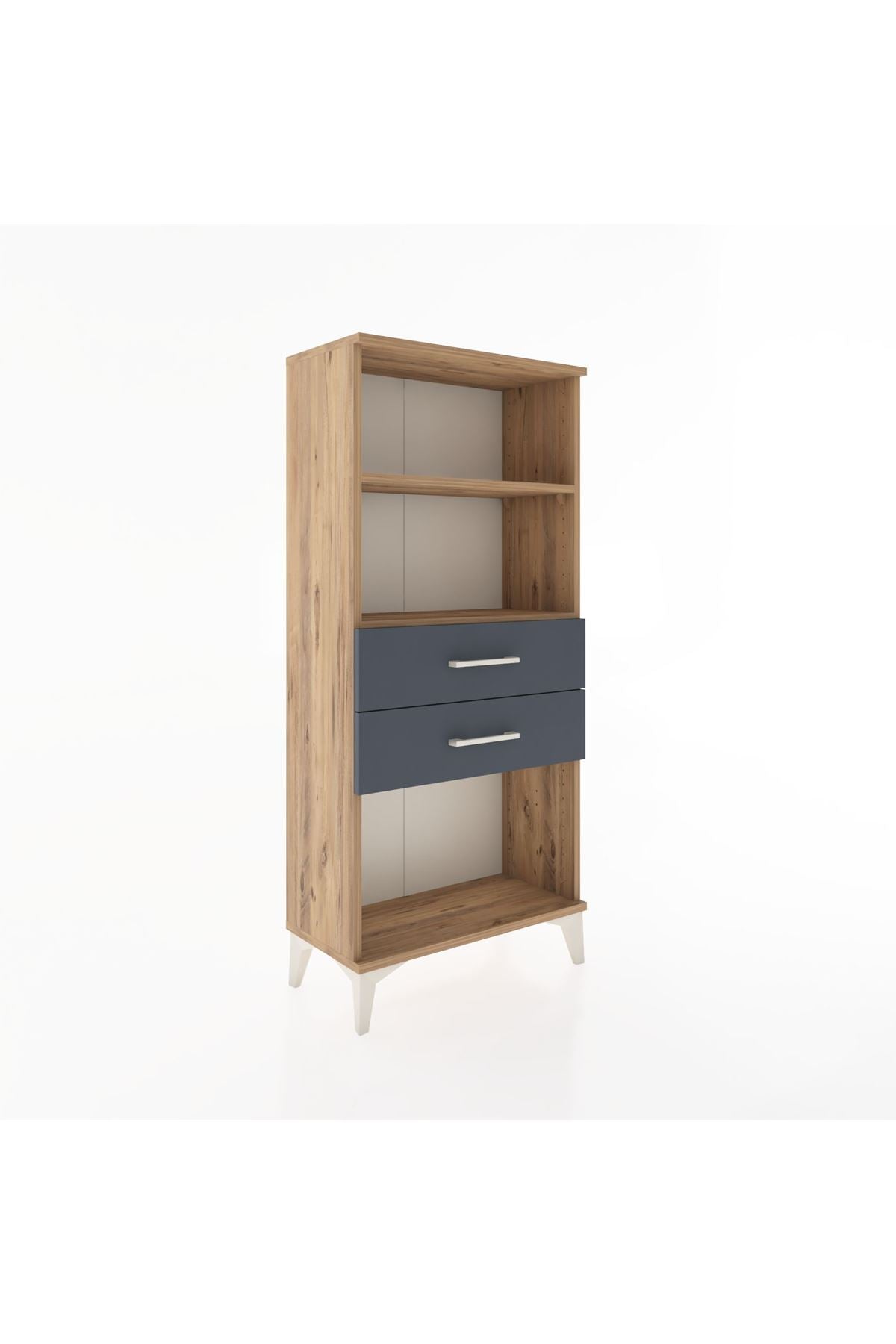 Hyperion Dolap 2 Raflı 2 Çekmeceli 60x44x134 Çam-Antrasit