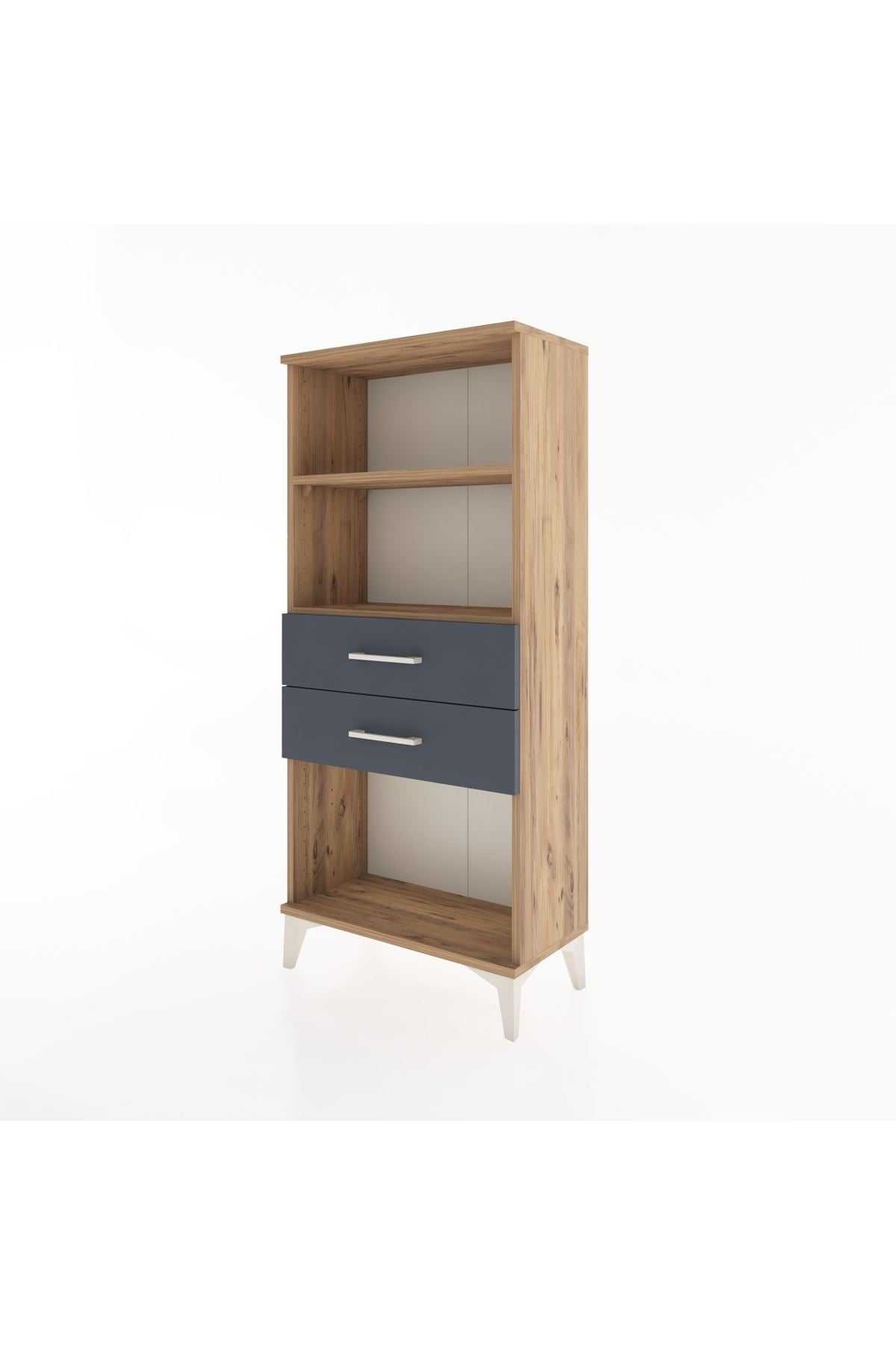 Hyperion Dolap 2 Raflı 2 Çekmeceli 60x44x134 Çam-Antrasit