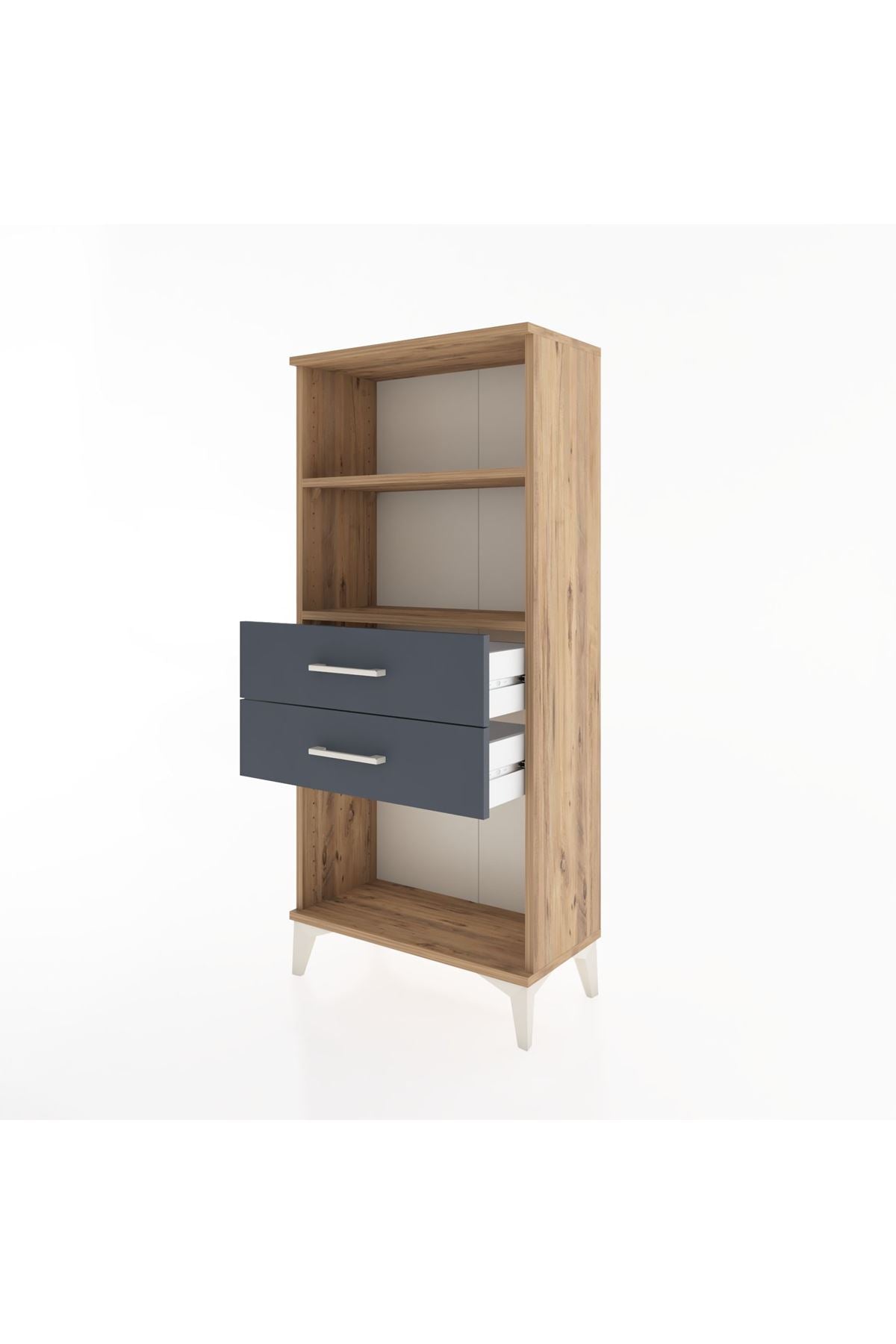 Hyperion Dolap 2 Raflı 2 Çekmeceli 60x44x134 Çam-Antrasit