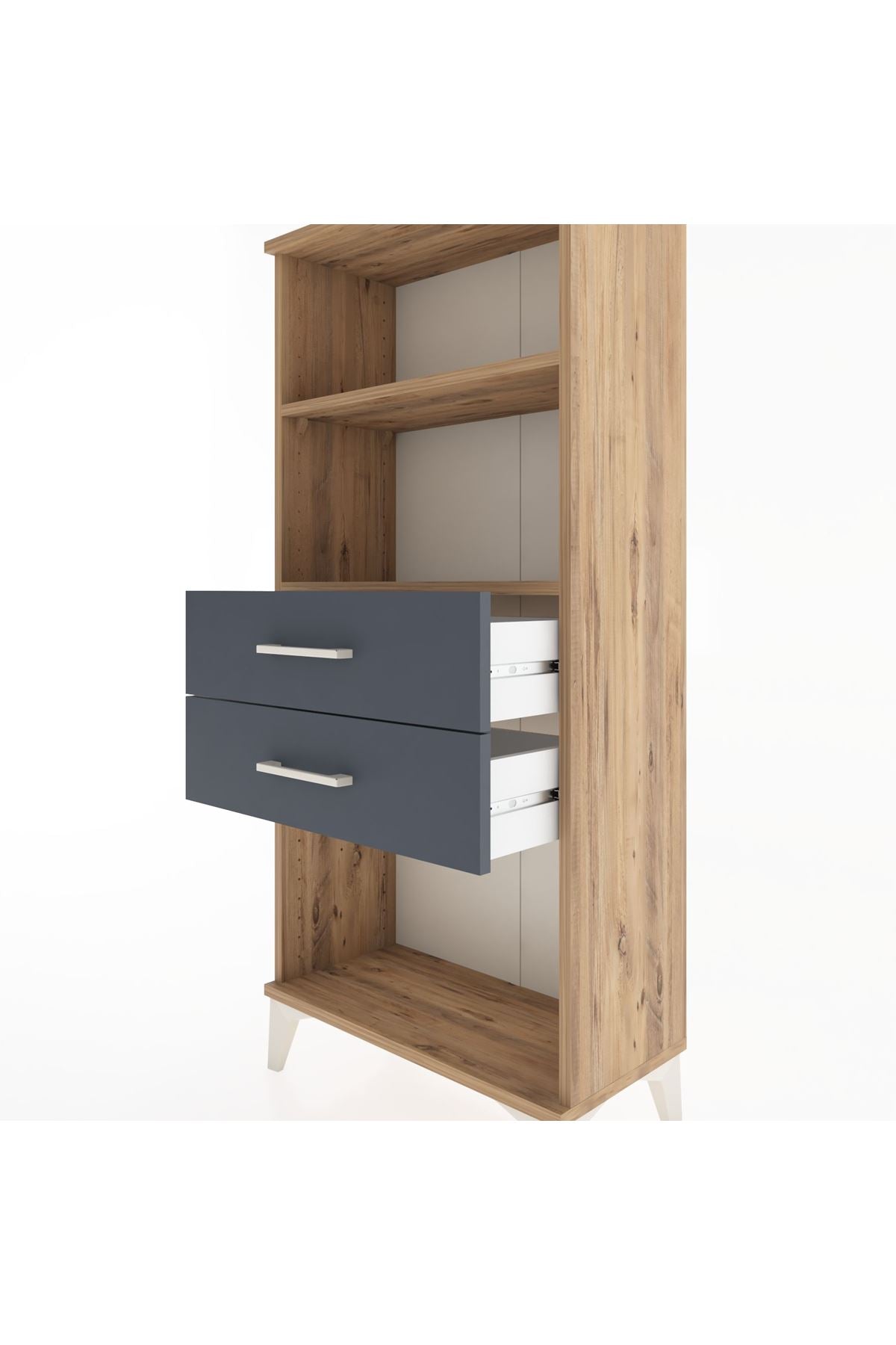 Hyperion Dolap 2 Raflı 2 Çekmeceli 60x44x134 Çam-Antrasit