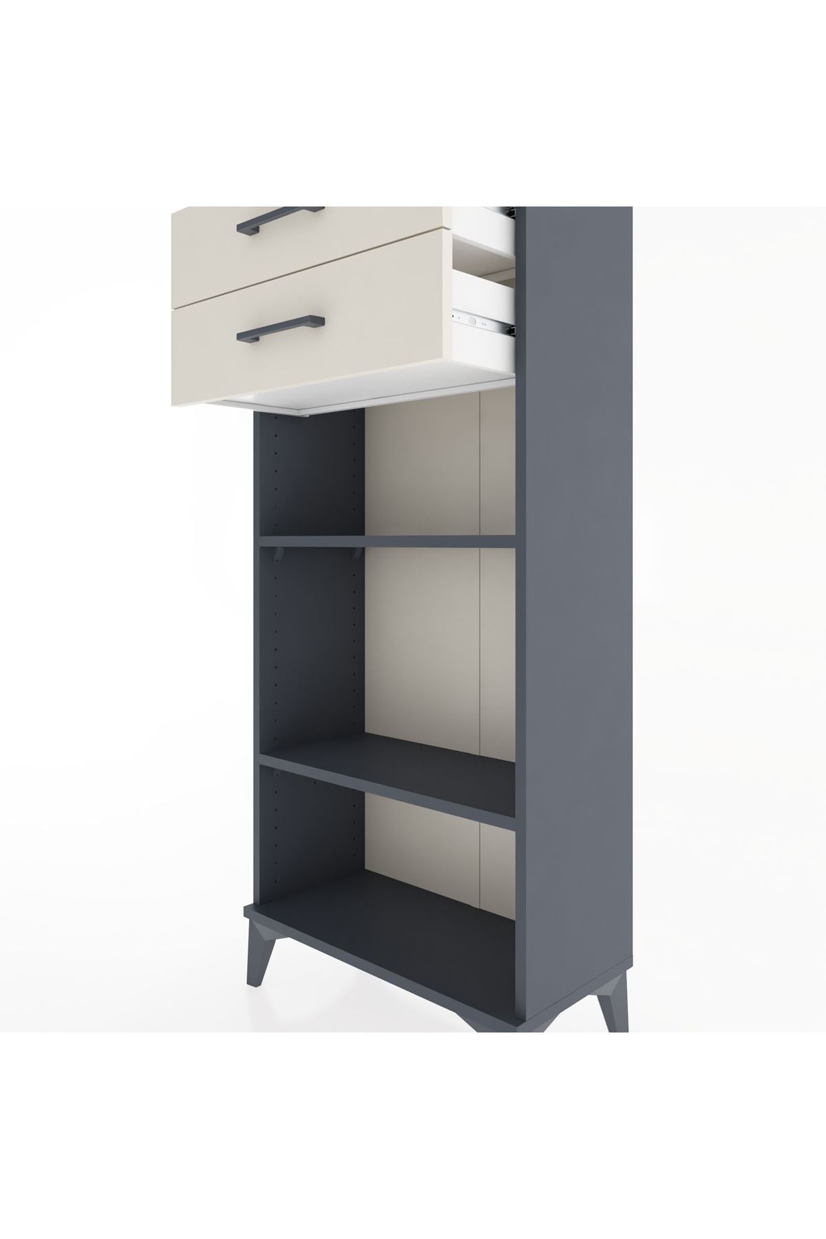 Hyperion Dolap 2 Raflı 2 Çekmeceli 60x44x134 Antrasit-Aytaşı