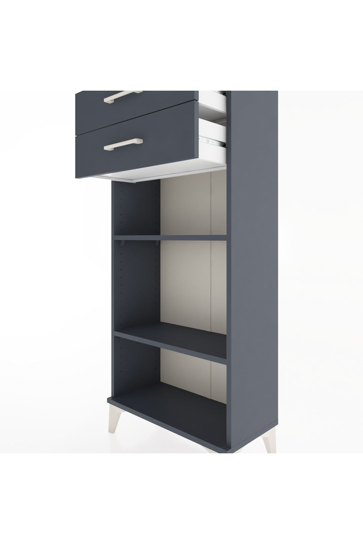 Hyperion Dolap 2 Raflı 2 Çekmeceli 60x44x134 Antrasit-Antrasit