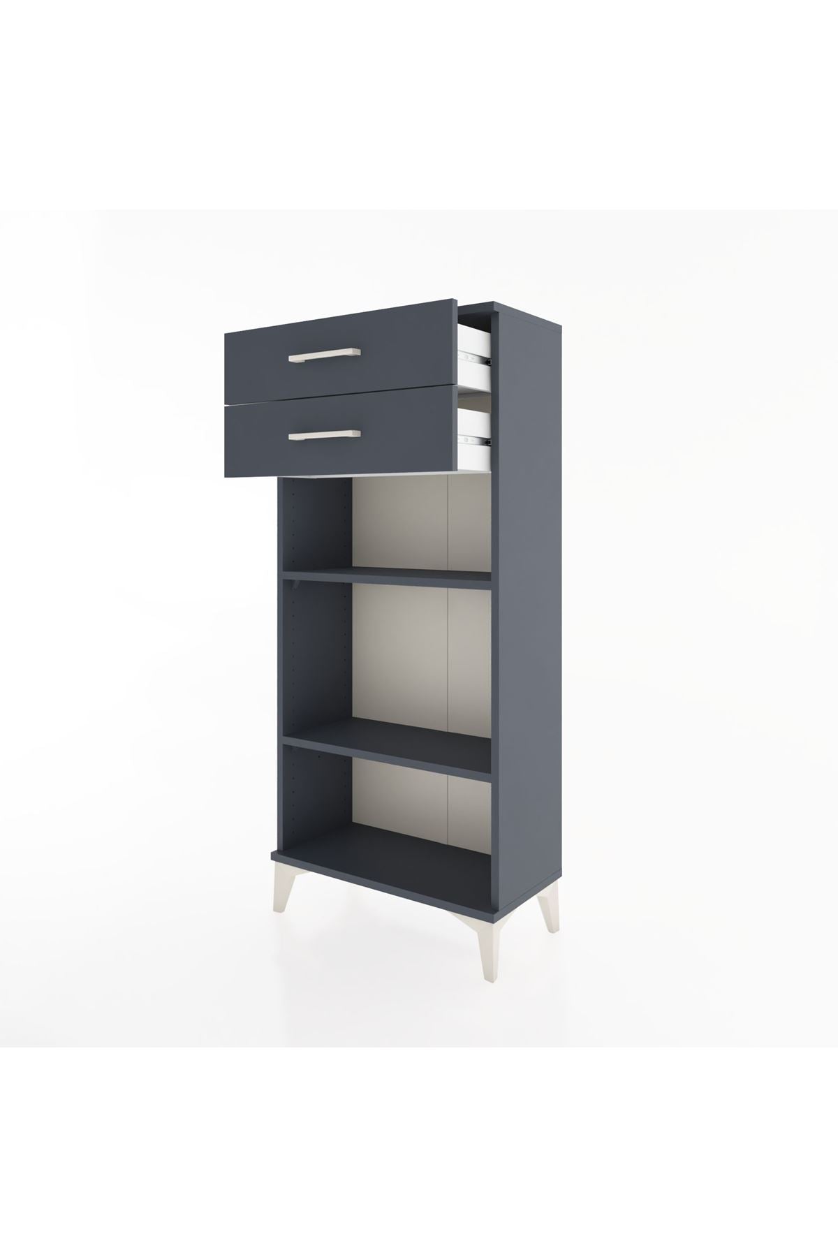 Hyperion Dolap 2 Raflı 2 Çekmeceli 60x44x134 Antrasit-Antrasit