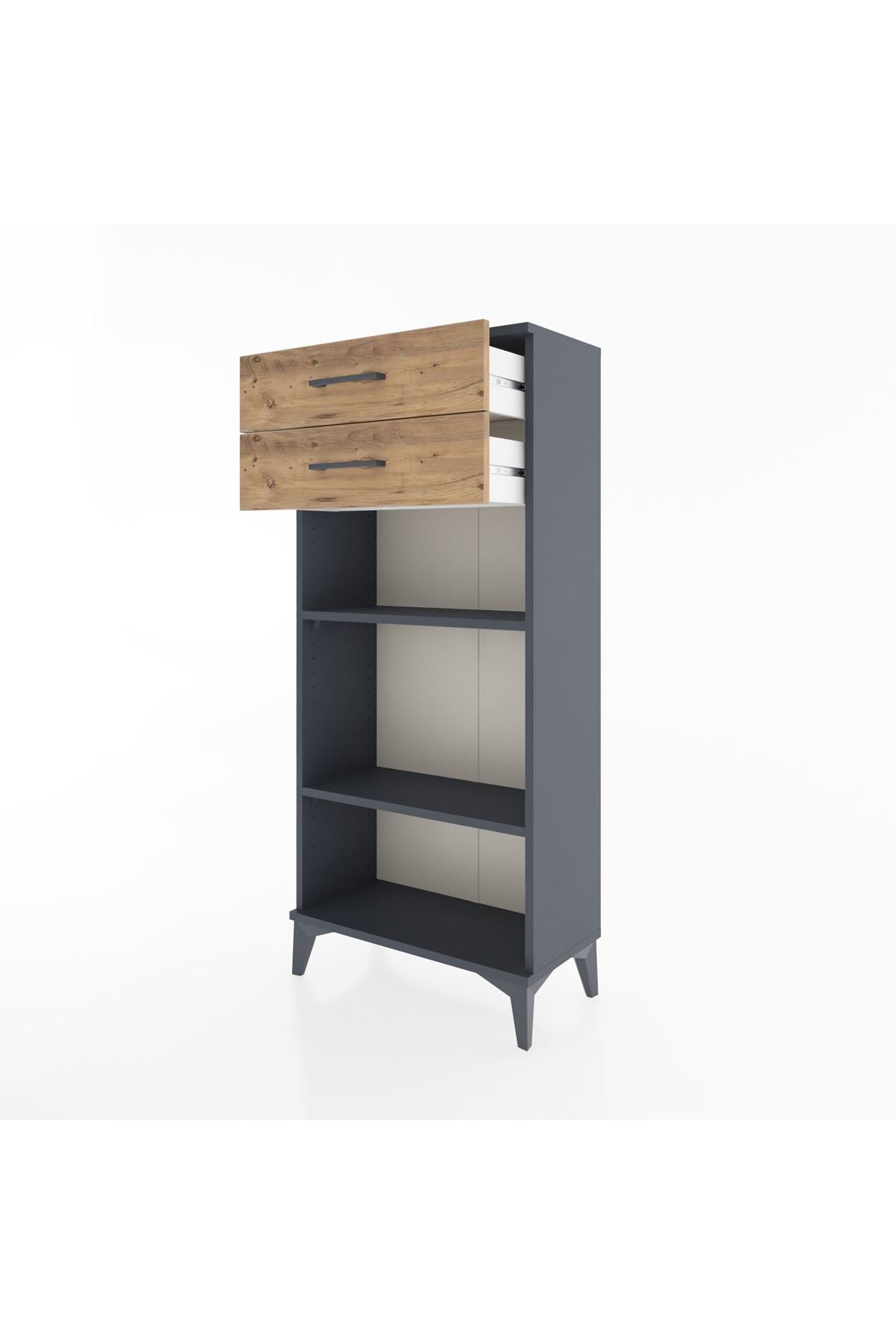 Hyperion Dolap 2 Raflı 2 Çekmeceli 60x44x134 Antrasit-Çam