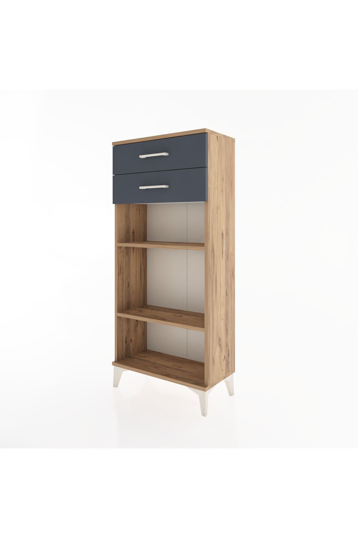 Hyperion Dolap 2 Raflı 2 Çekmeceli 60x44x134 Çam-Antrasit