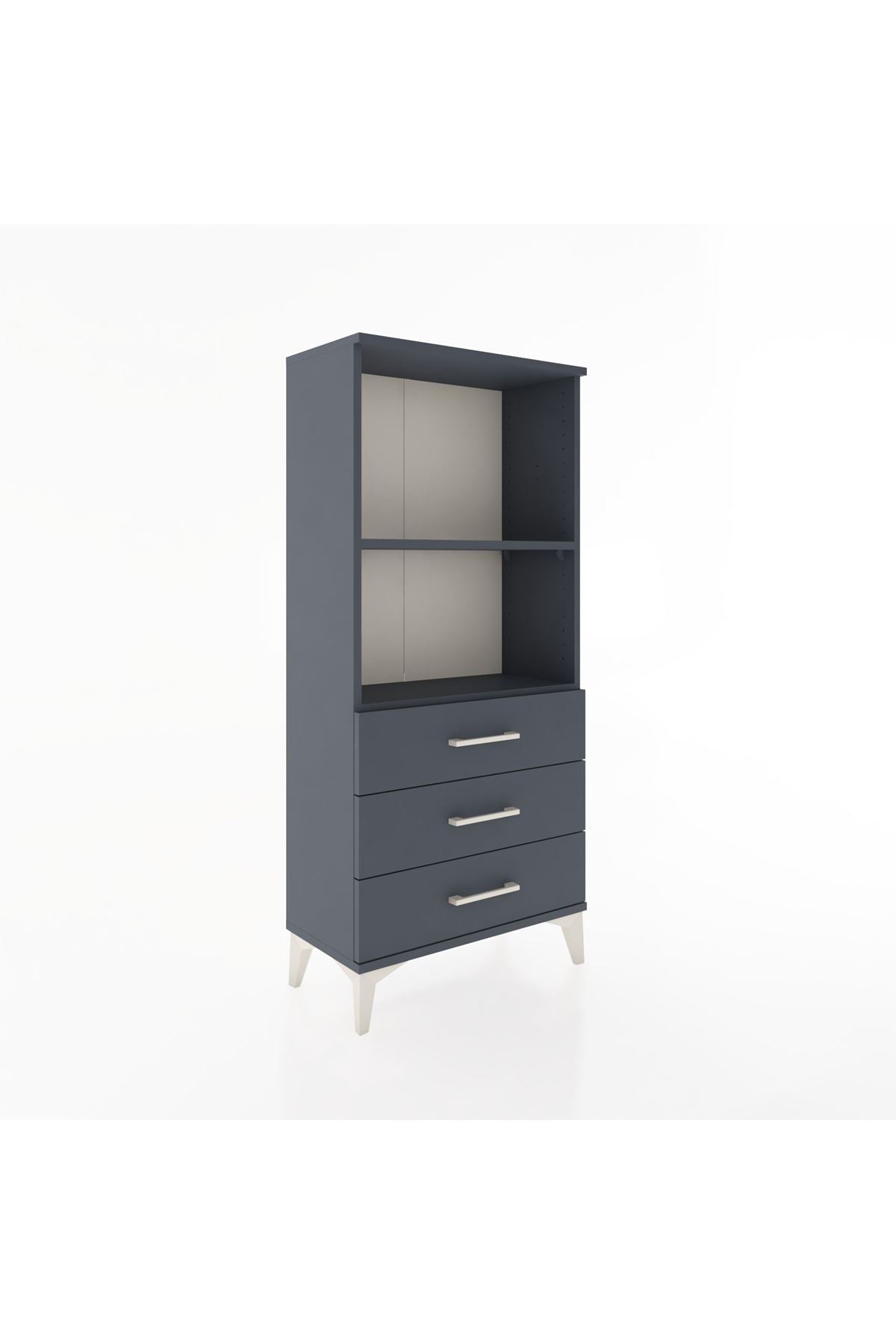 Hyperion Dolap 2 Raflı 3 Çekmeceli 60x44x134 Antrasit-Antrasit