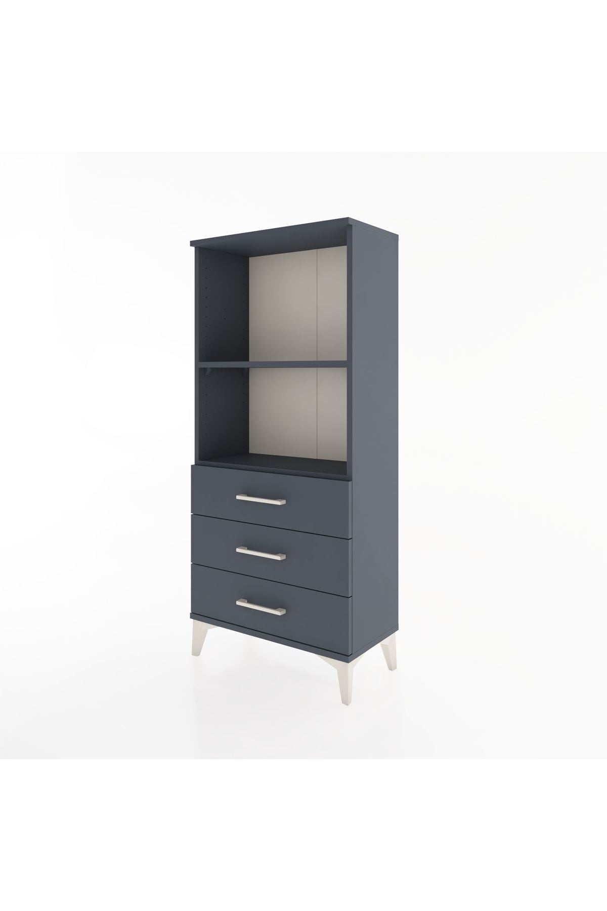 Hyperion Dolap 2 Raflı 3 Çekmeceli 60x44x134 Antrasit-Antrasit