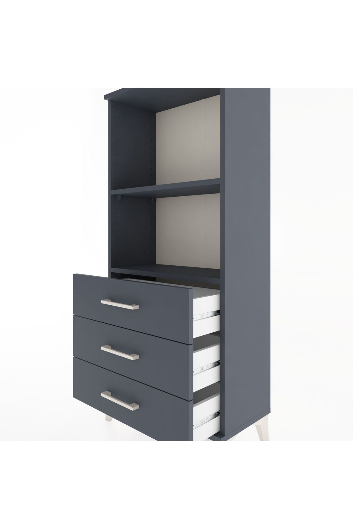 Hyperion Dolap 2 Raflı 3 Çekmeceli 60x44x134 Antrasit-Antrasit