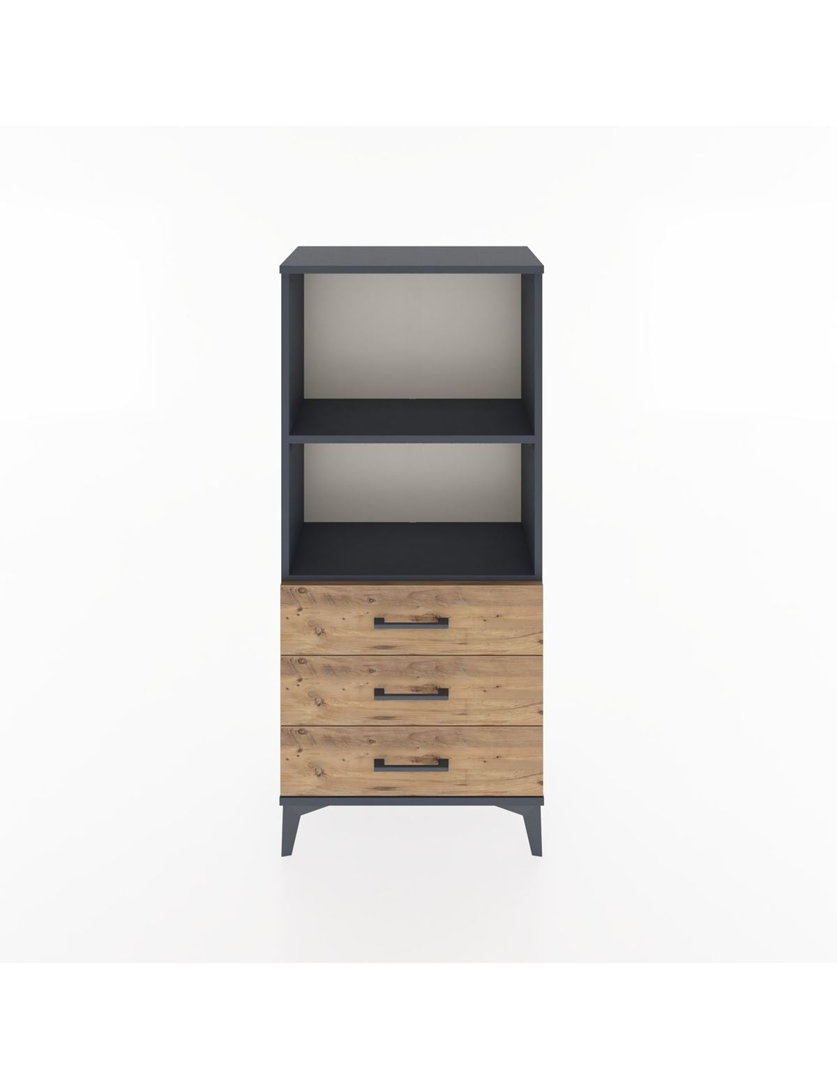 Hyperion Dolap 2 Raflı 3 Çekmeceli 60x44x134 Antrasit-Çam