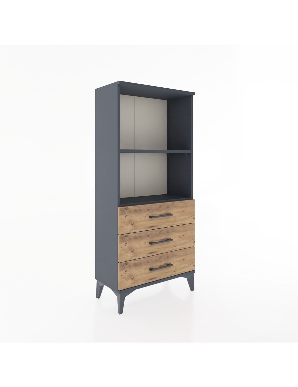 Hyperion Dolap 2 Raflı 3 Çekmeceli 60x44x134 Antrasit-Çam