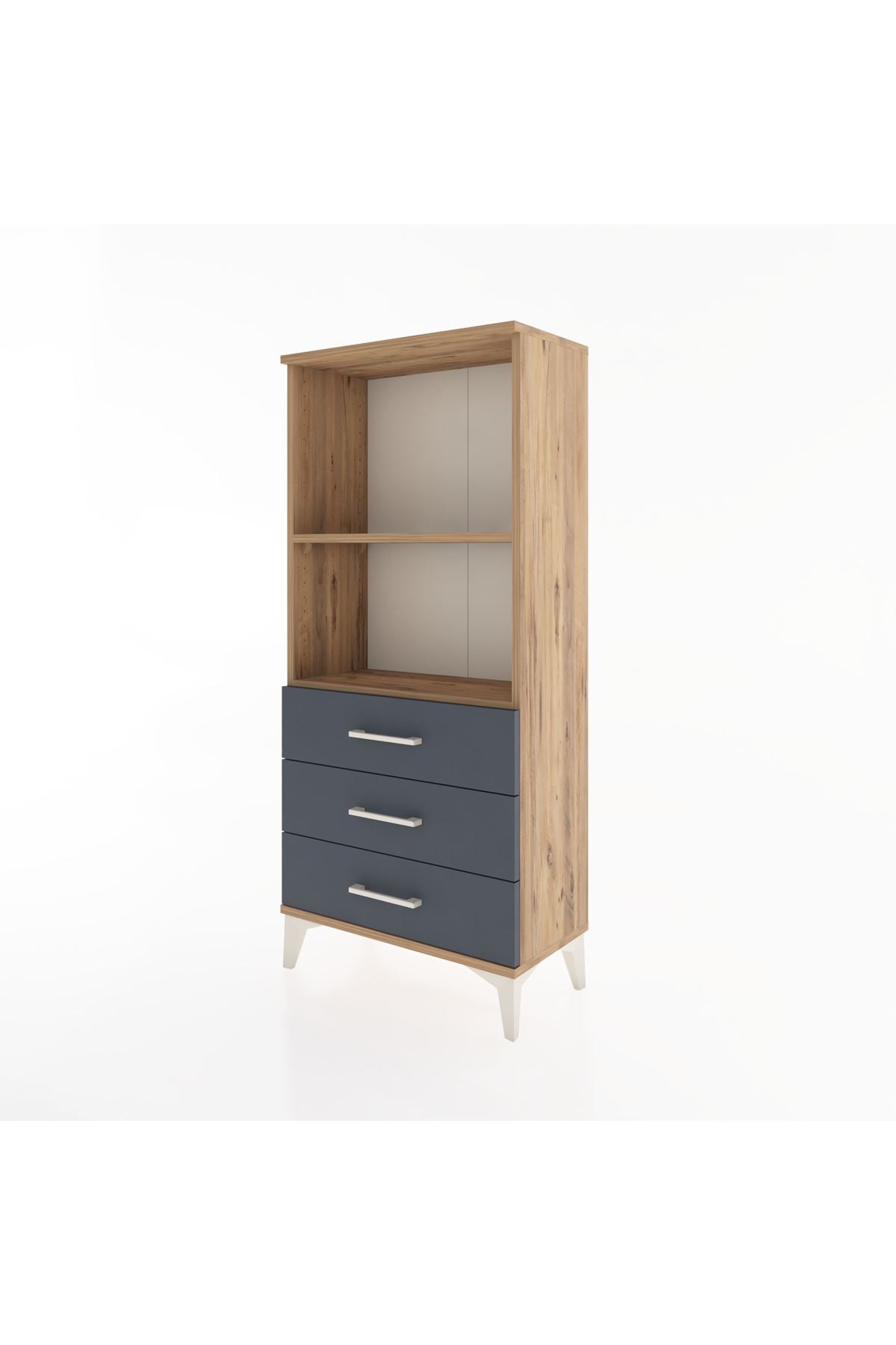 Hyperion Dolap 2 Raflı 3 Çekmeceli 60x44x134 Çam-Antrasit