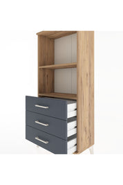 Hyperion Dolap 2 Raflı 3 Çekmeceli 60x44x134 Çam-Antrasit