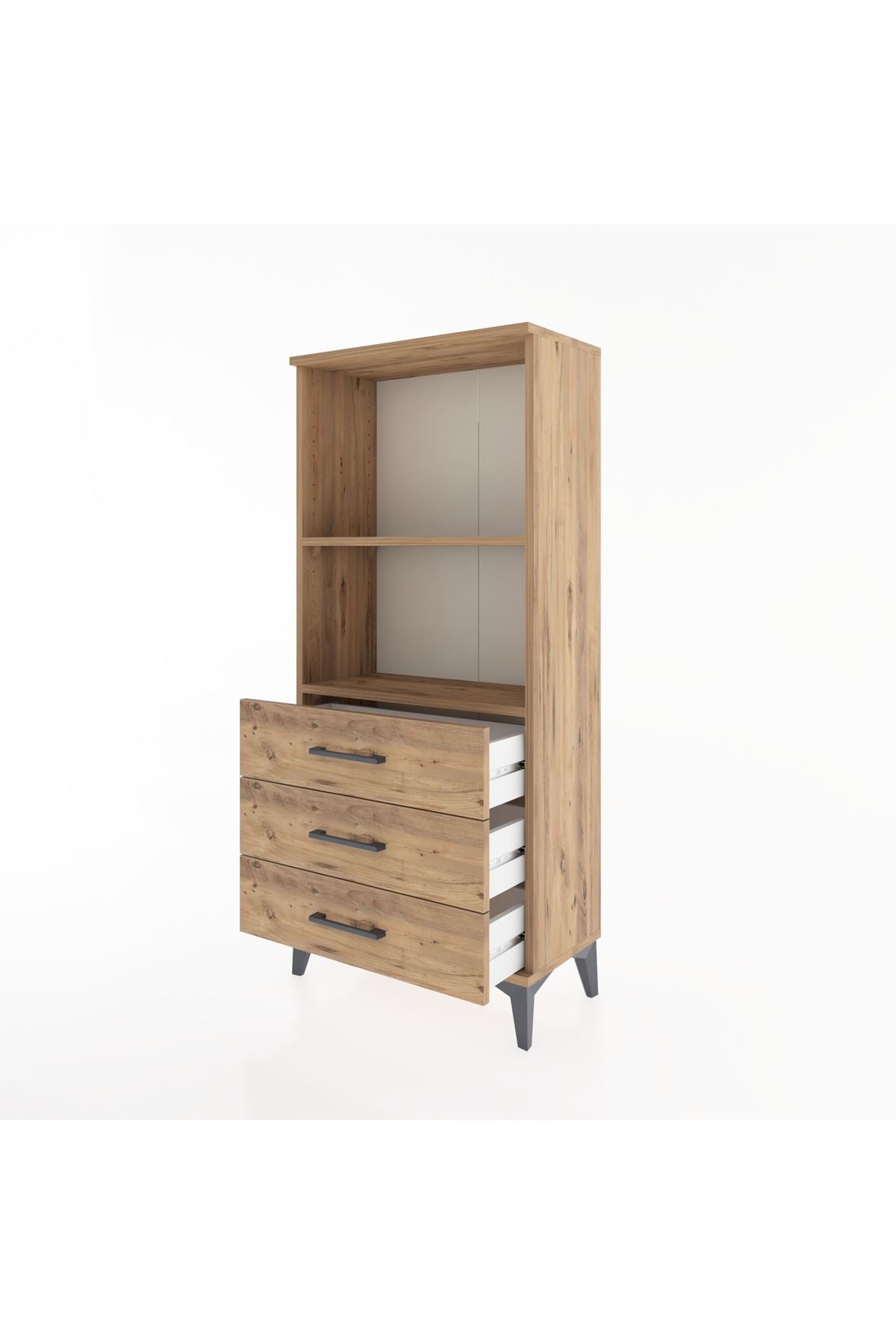 Hyperion Dolap 2 Raflı 3 Çekmeceli 60x44x134 Çam-Çam