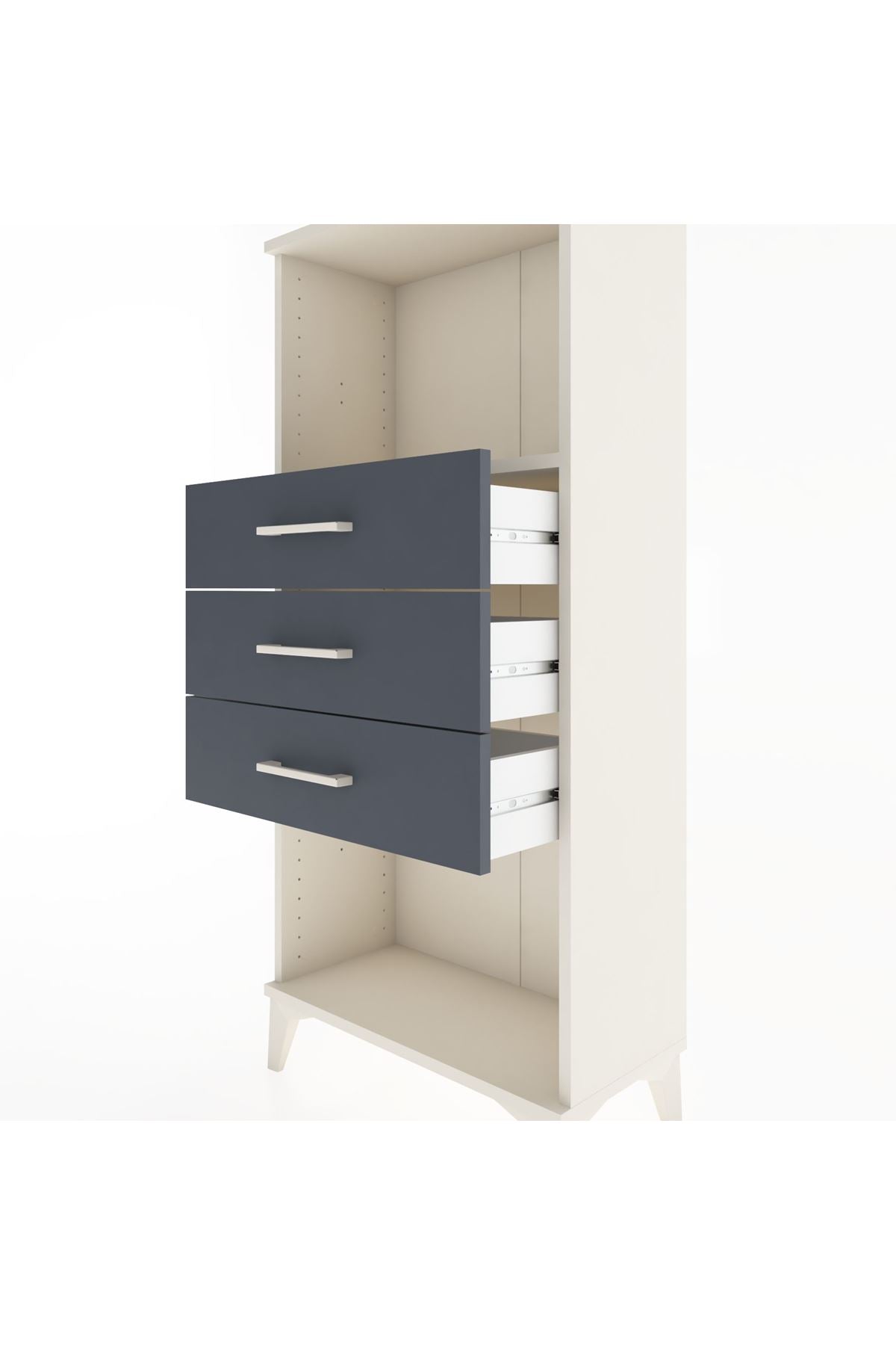 Hyperion Dolap Tek Raflı 3 Çekmeceli 60x44x134 - S50M051V2B
