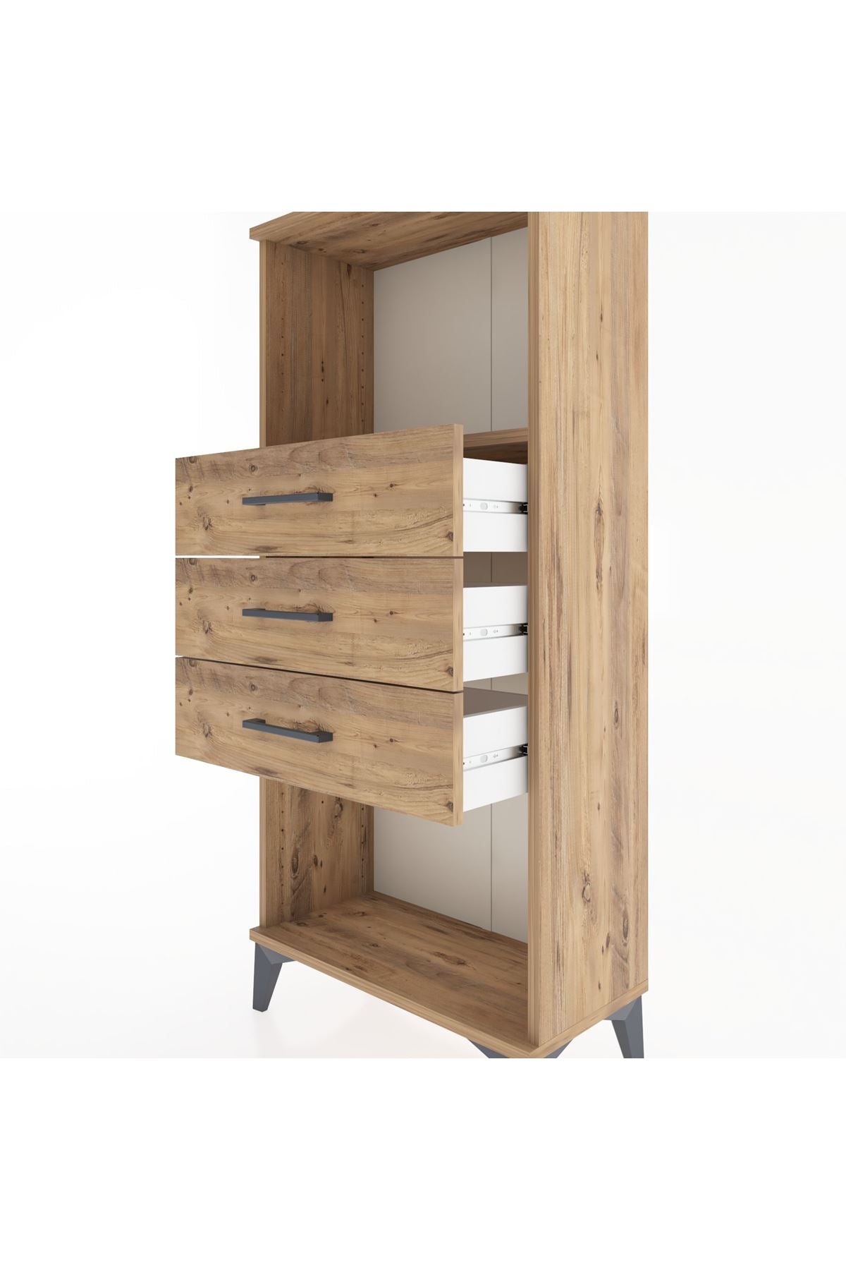 Hyperion Dolap Tek Raflı 3 Çekmeceli 60x44x134 - S50M051V9B