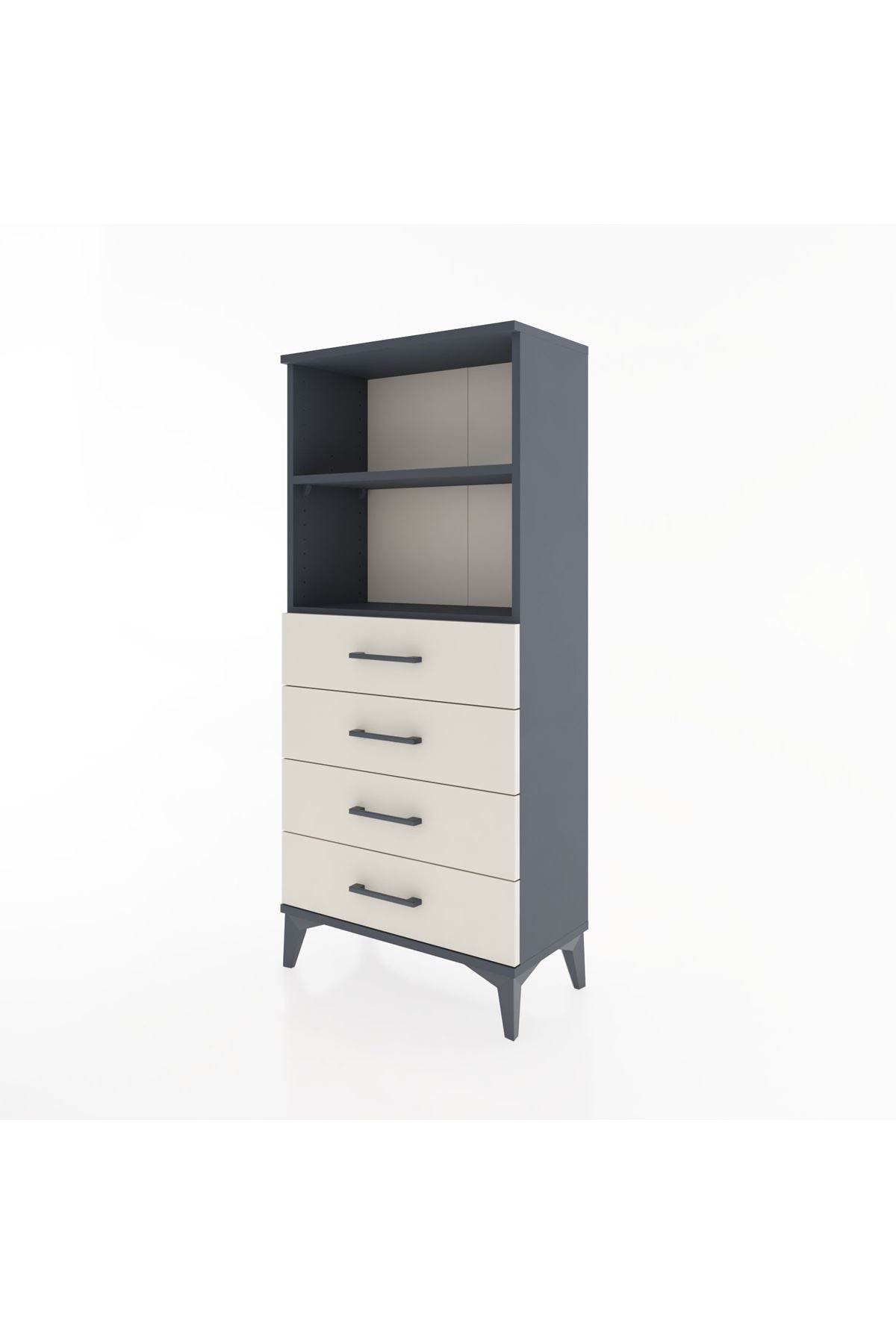 Hyperion Dolap 2 Raflı 4 Çekmeceli 60x44x134 Antrasit-Aytaşı