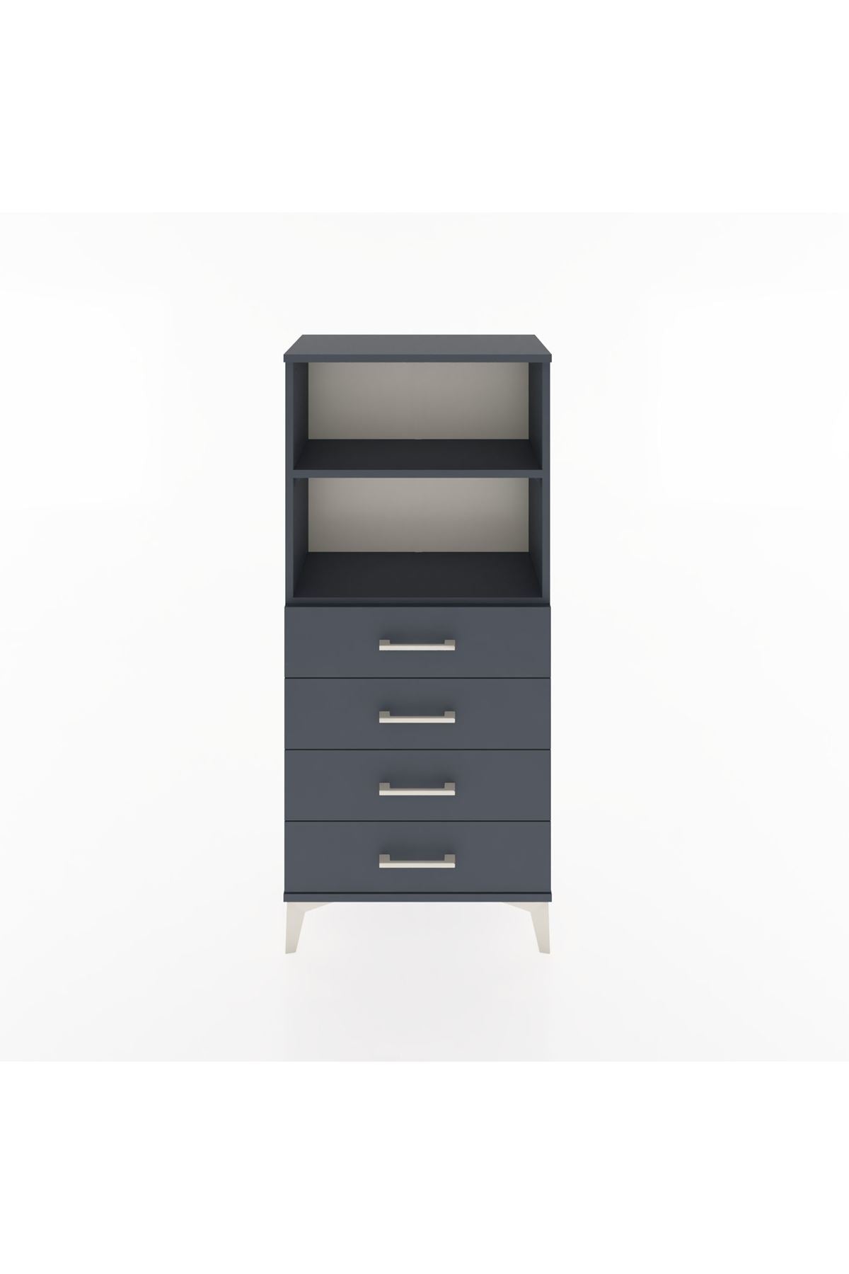 Hyperion Dolap 2 Raflı 4 Çekmeceli 60x44x134 Antrasit-Antrasit