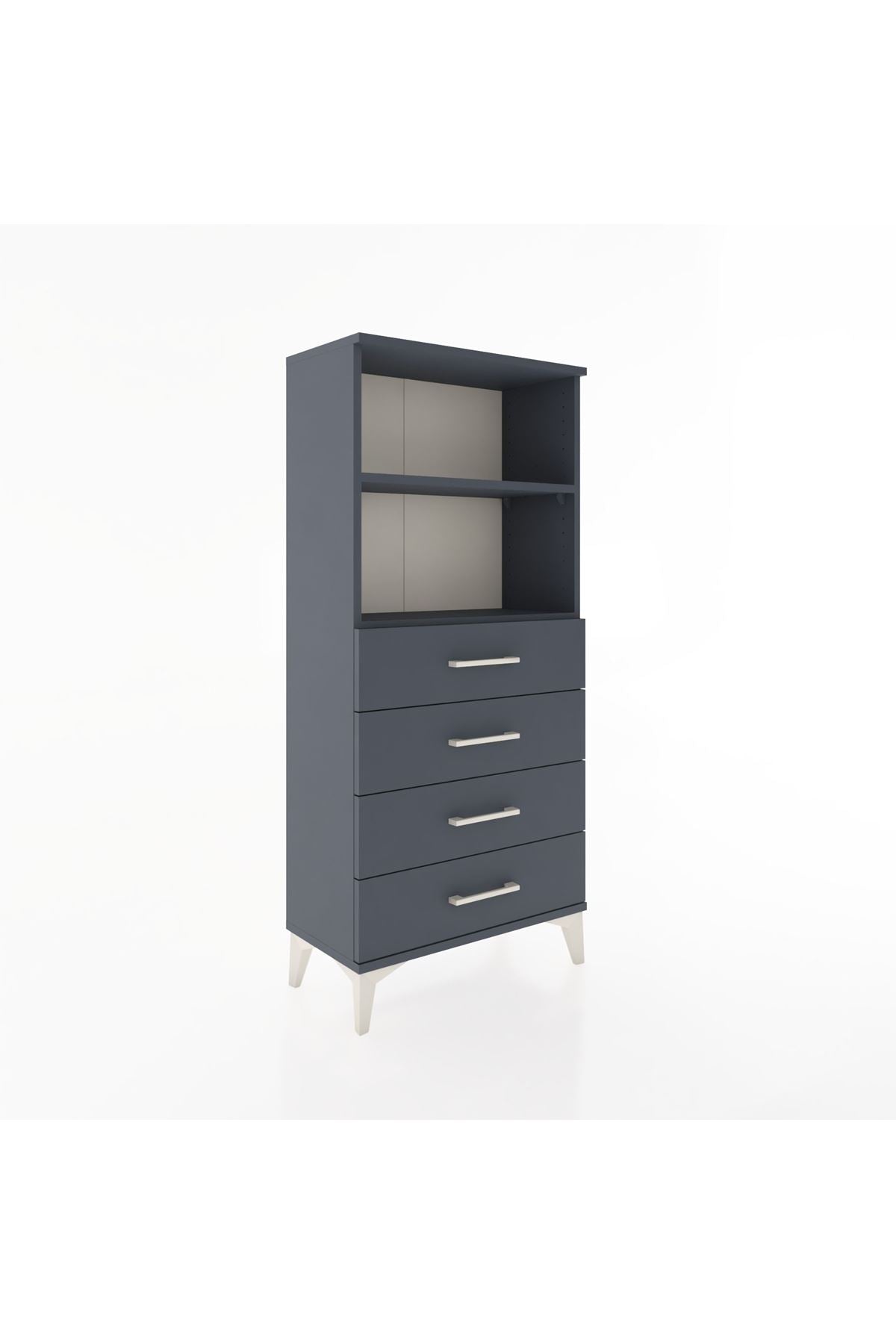 Hyperion Dolap 2 Raflı 4 Çekmeceli 60x44x134 Antrasit-Antrasit