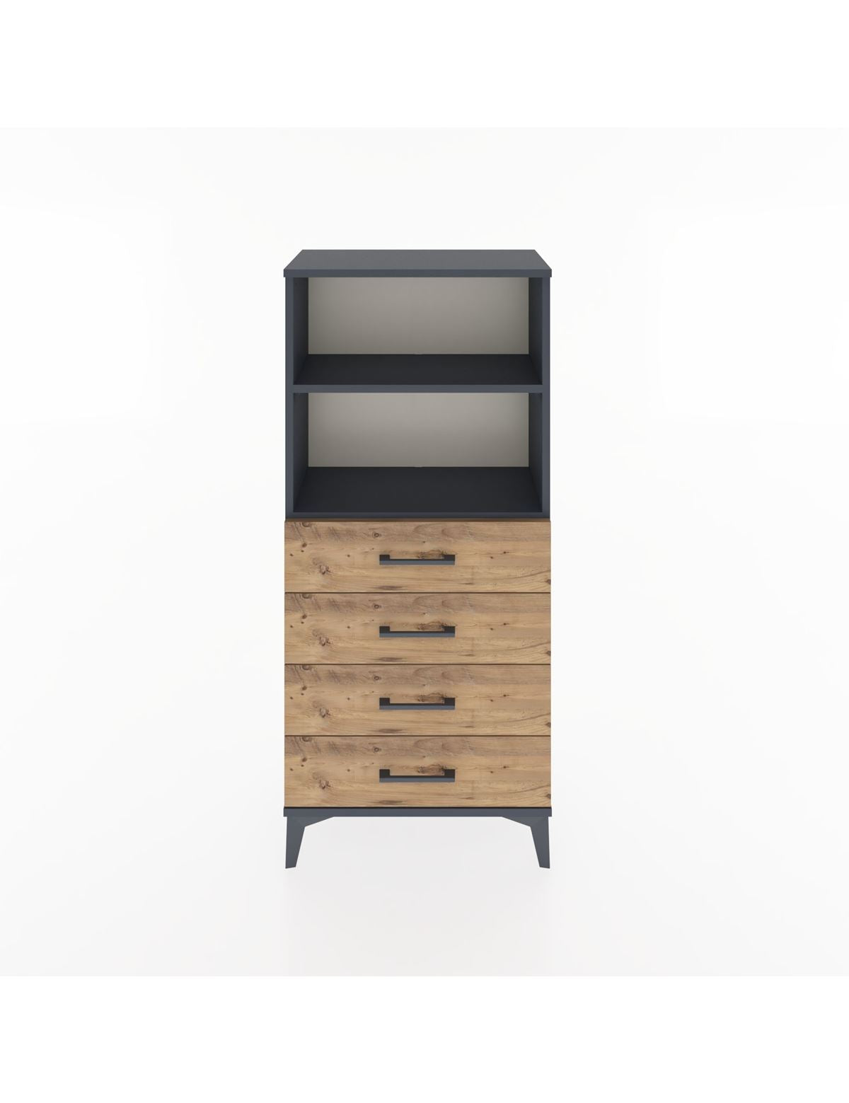 Hyperion Dolap 2 Raflı 4 Çekmeceli 60x44x134 Antrasit-Çam