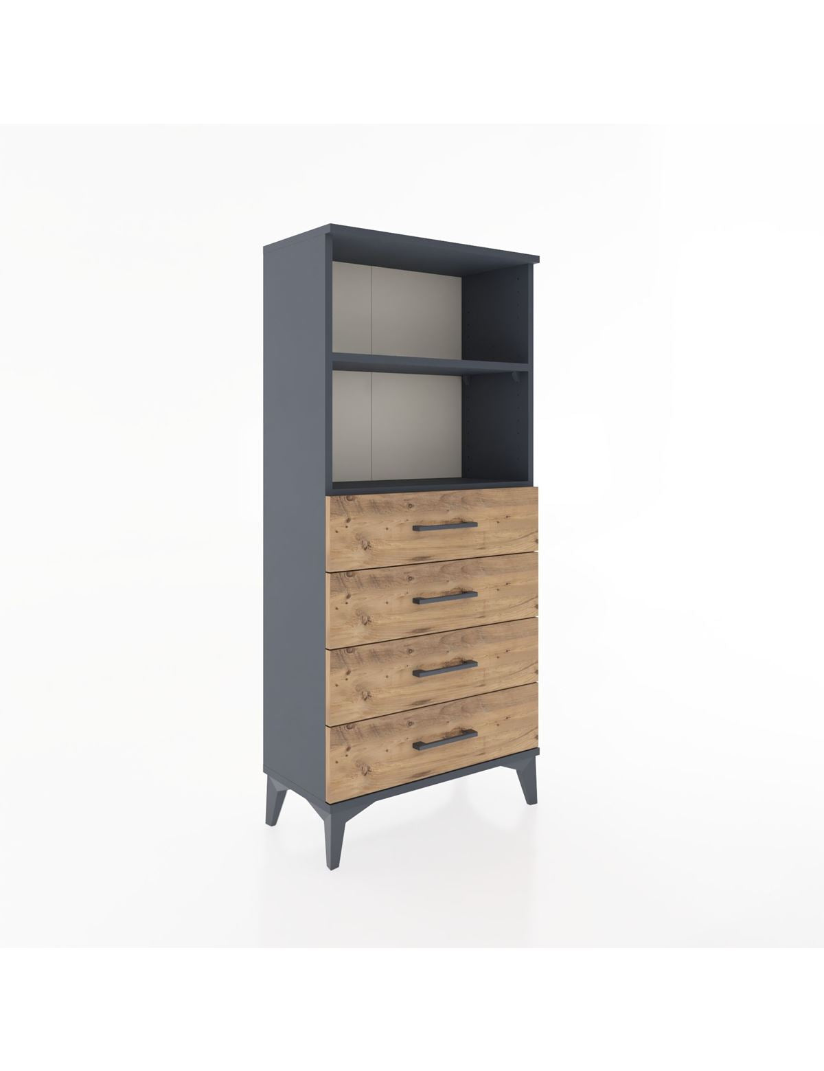 Hyperion Dolap 2 Raflı 4 Çekmeceli 60x44x134 Antrasit-Çam