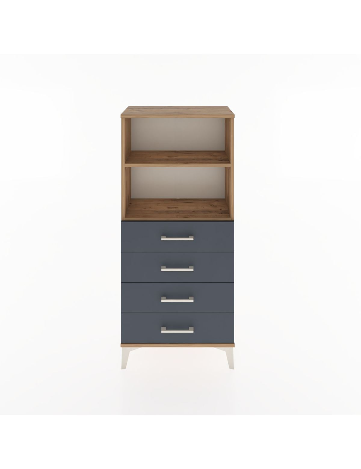 Hyperion Dolap 2 Raflı 4 Çekmeceli 60x44x134 Çam-Antrasit