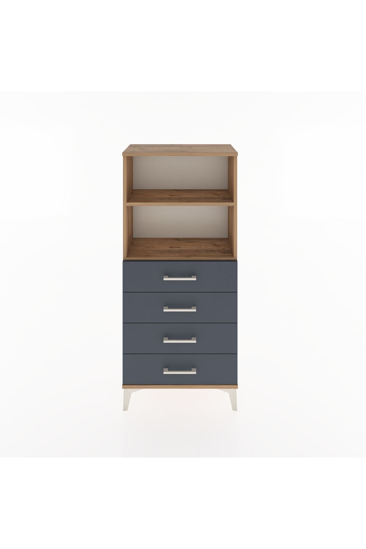 Hyperion Dolap 2 Raflı 4 Çekmeceli 60x44x134 Çam-Antrasit