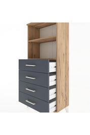 Hyperion Dolap 2 Raflı 4 Çekmeceli 60x44x134 Çam-Antrasit