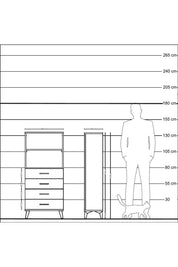 Hyperion Dolap 2 Raflı 4 Çekmeceli 60x44x134 Çam-Antrasit
