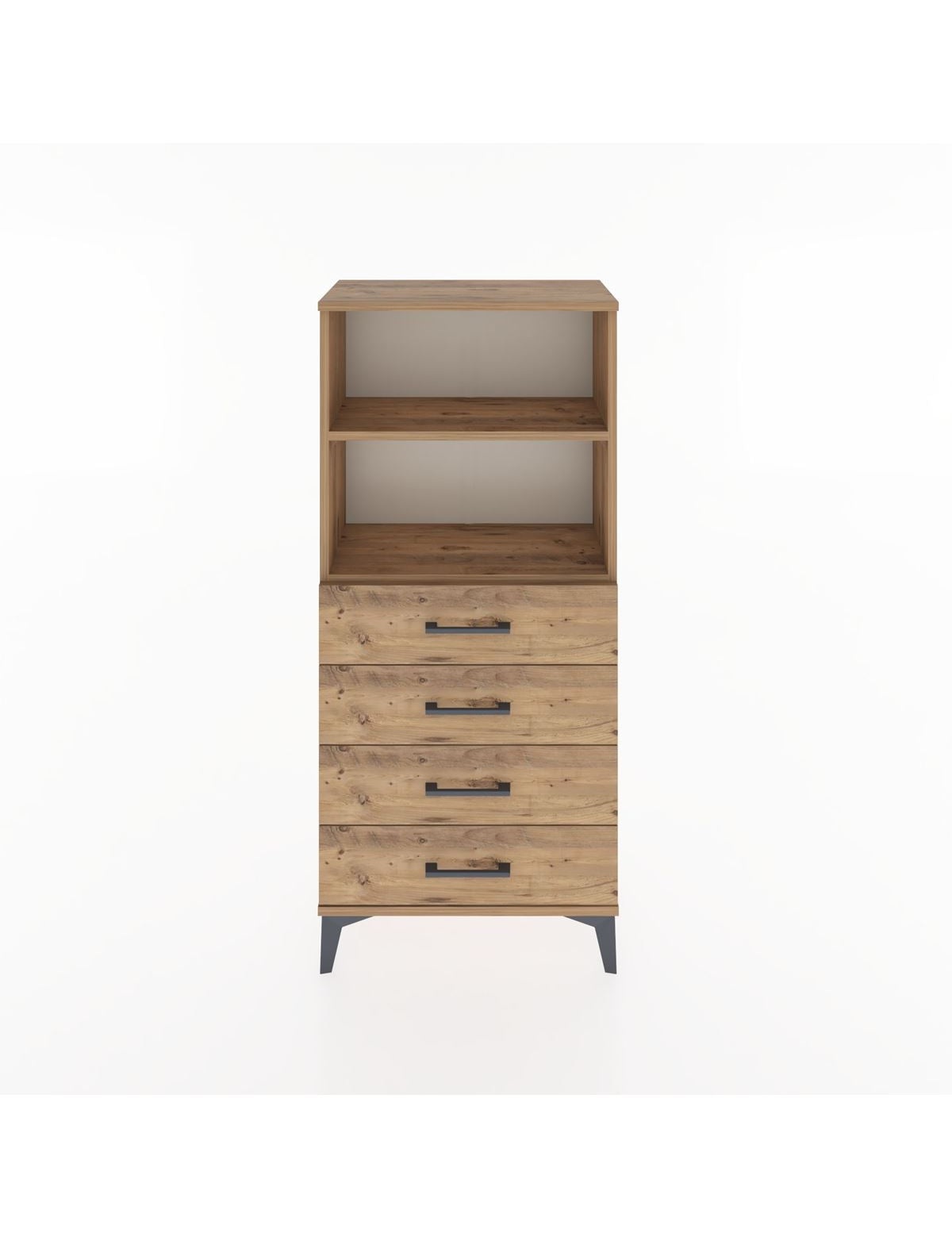 Hyperion Dolap 2 Raflı 4 Çekmeceli 60x44x134 Çam-Çam