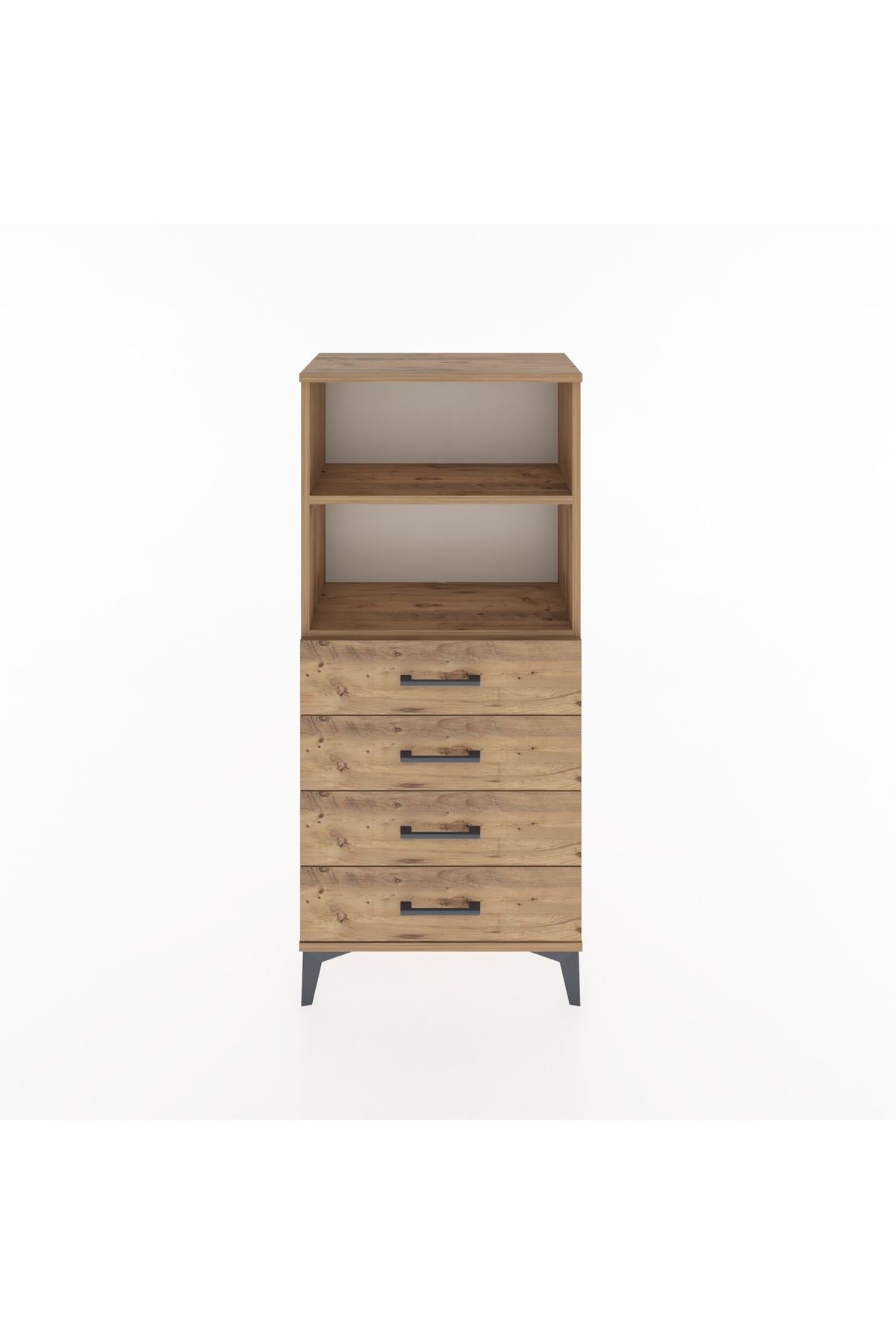 Hyperion Dolap 2 Raflı 4 Çekmeceli 60x44x134 Çam-Çam