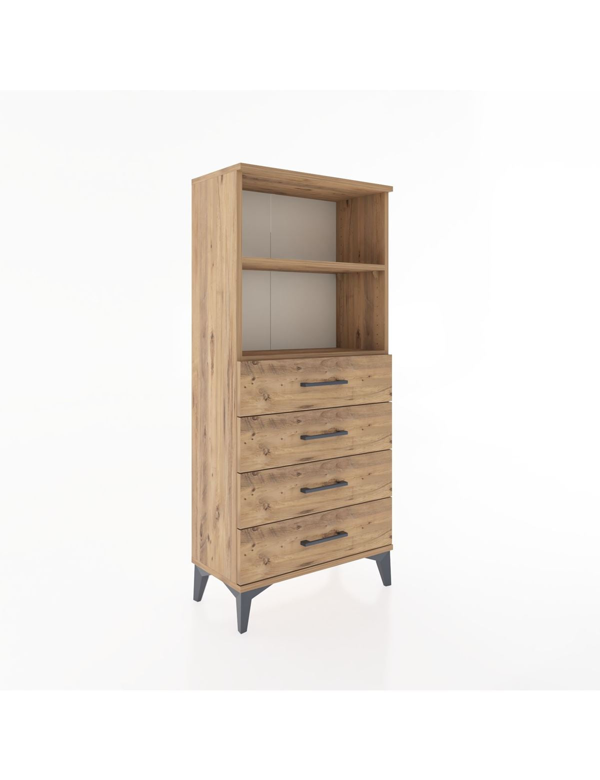 Hyperion Dolap 2 Raflı 4 Çekmeceli 60x44x134 Çam-Çam