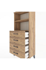 Hyperion Dolap 2 Raflı 4 Çekmeceli 60x44x134 Çam-Çam