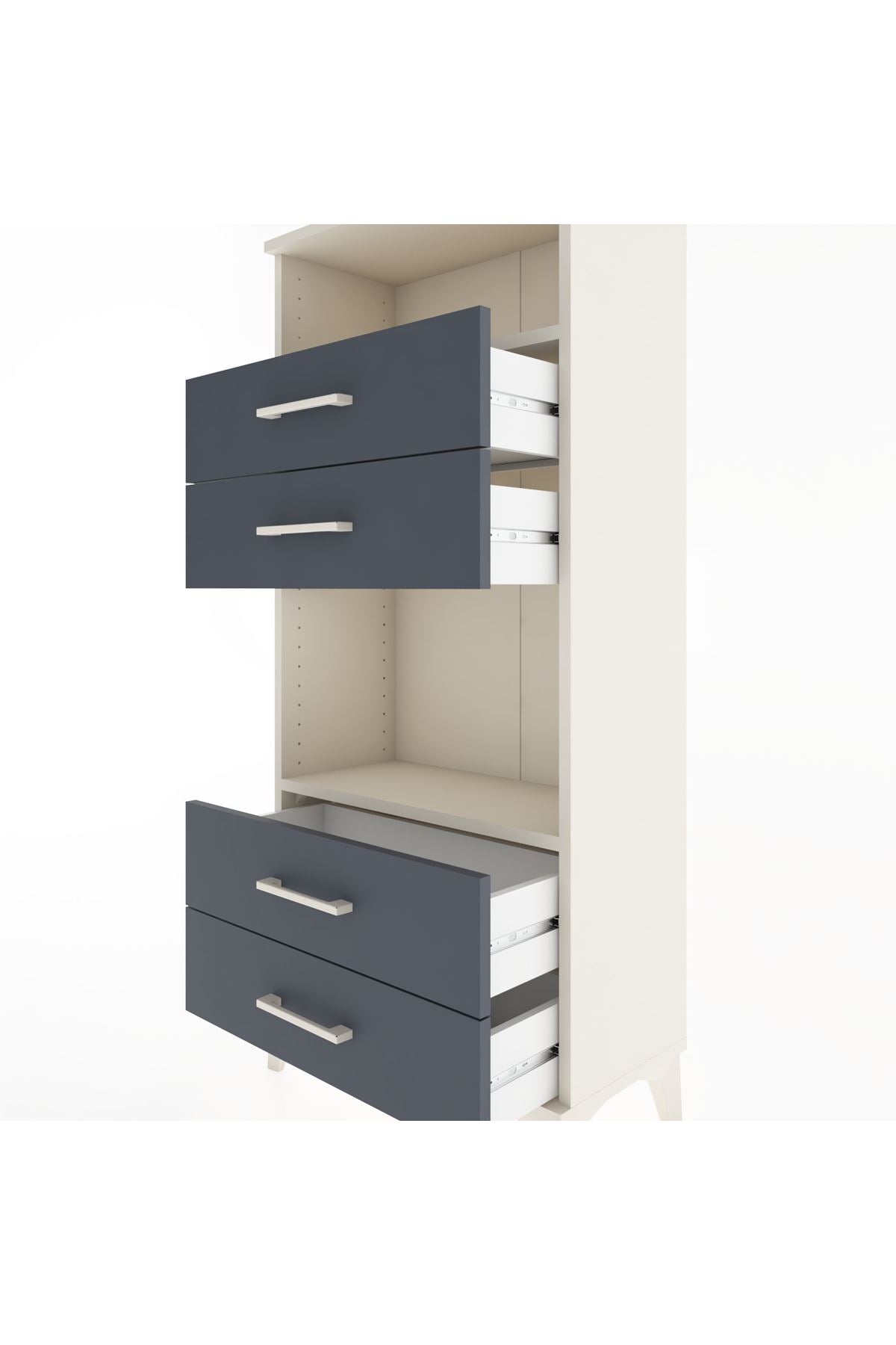 Hyperion Dolap 2 Raflı 4 Çekmeceli 60x44x134 Aytaşı-Antrasit