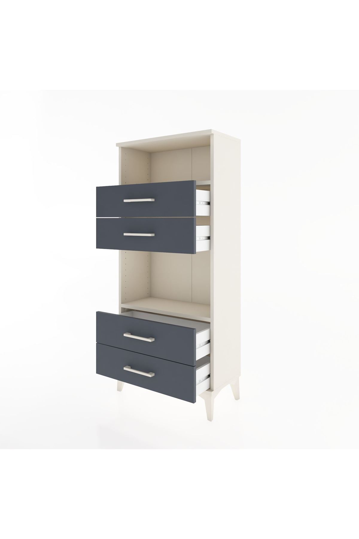 Hyperion Dolap 2 Raflı 4 Çekmeceli 60x44x134 Aytaşı-Antrasit