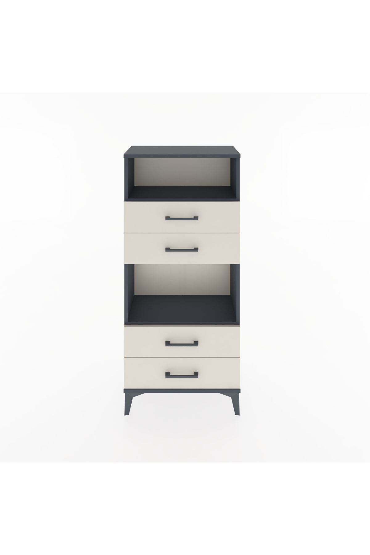 Hyperion Dolap 2 Raflı 4 Çekmeceli 60x44x134 Antrasit-Aytaşı