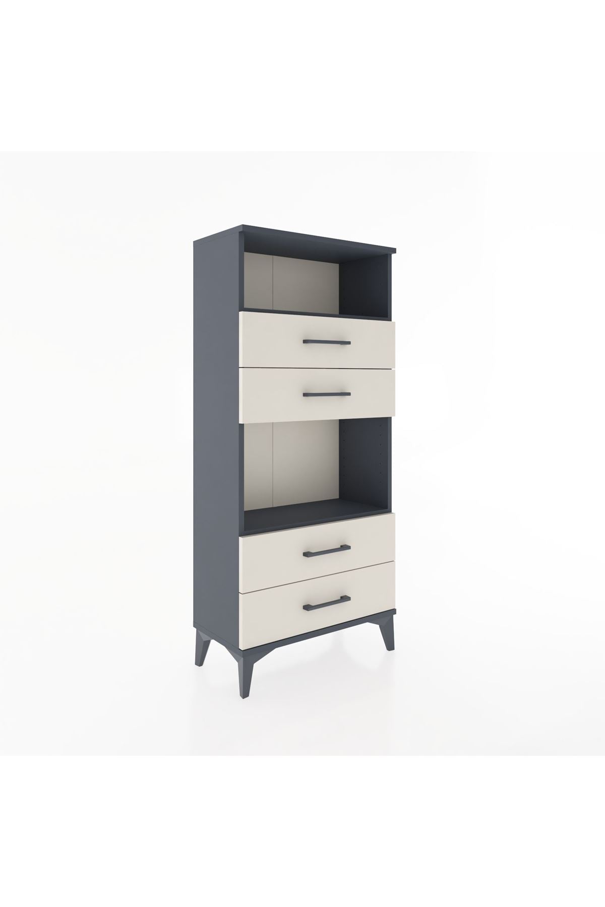 Hyperion Dolap 2 Raflı 4 Çekmeceli 60x44x134 Antrasit-Aytaşı