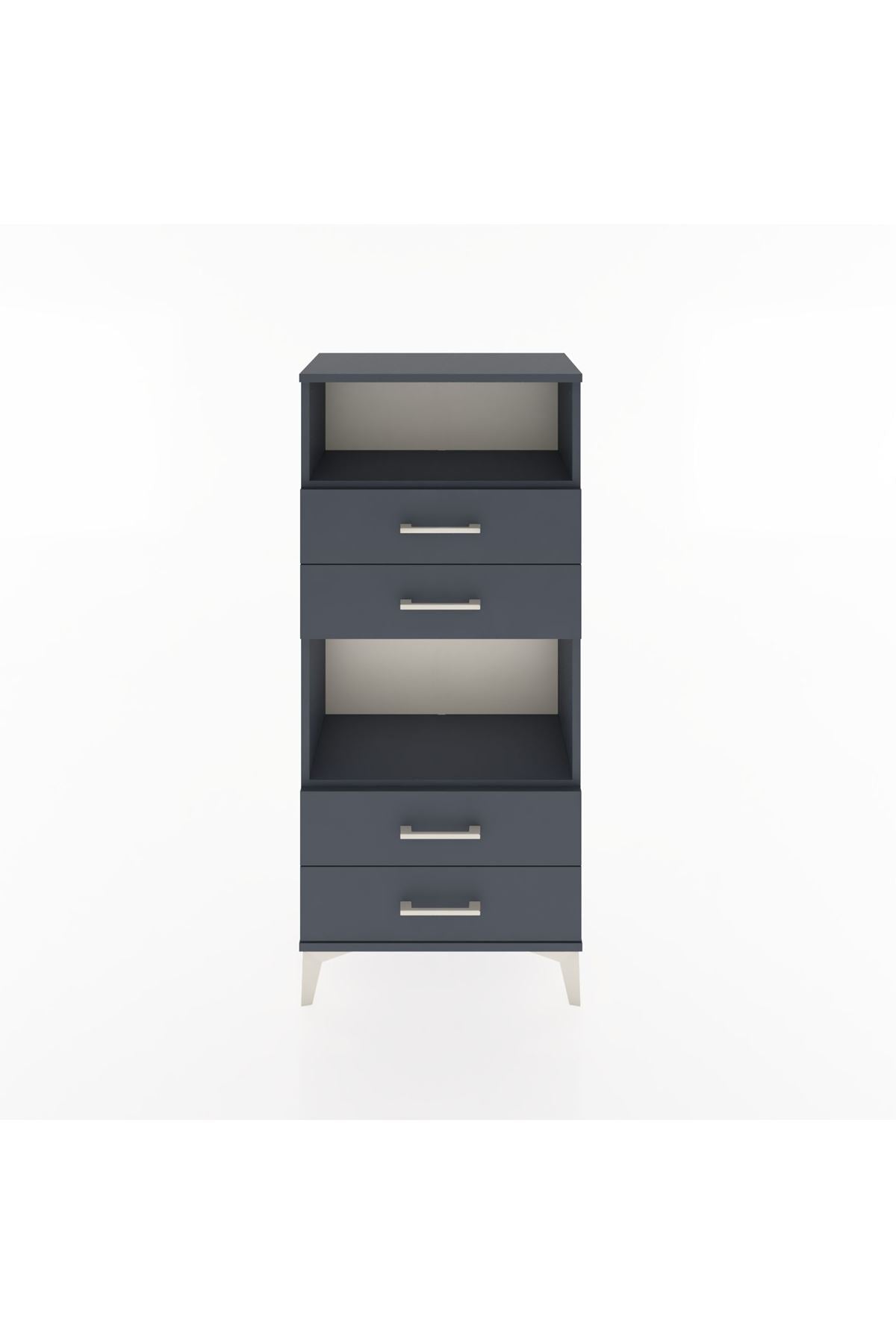 Hyperion Dolap 2 Raflı 4 Çekmeceli 60x44x134 Antrasit-Antrasit