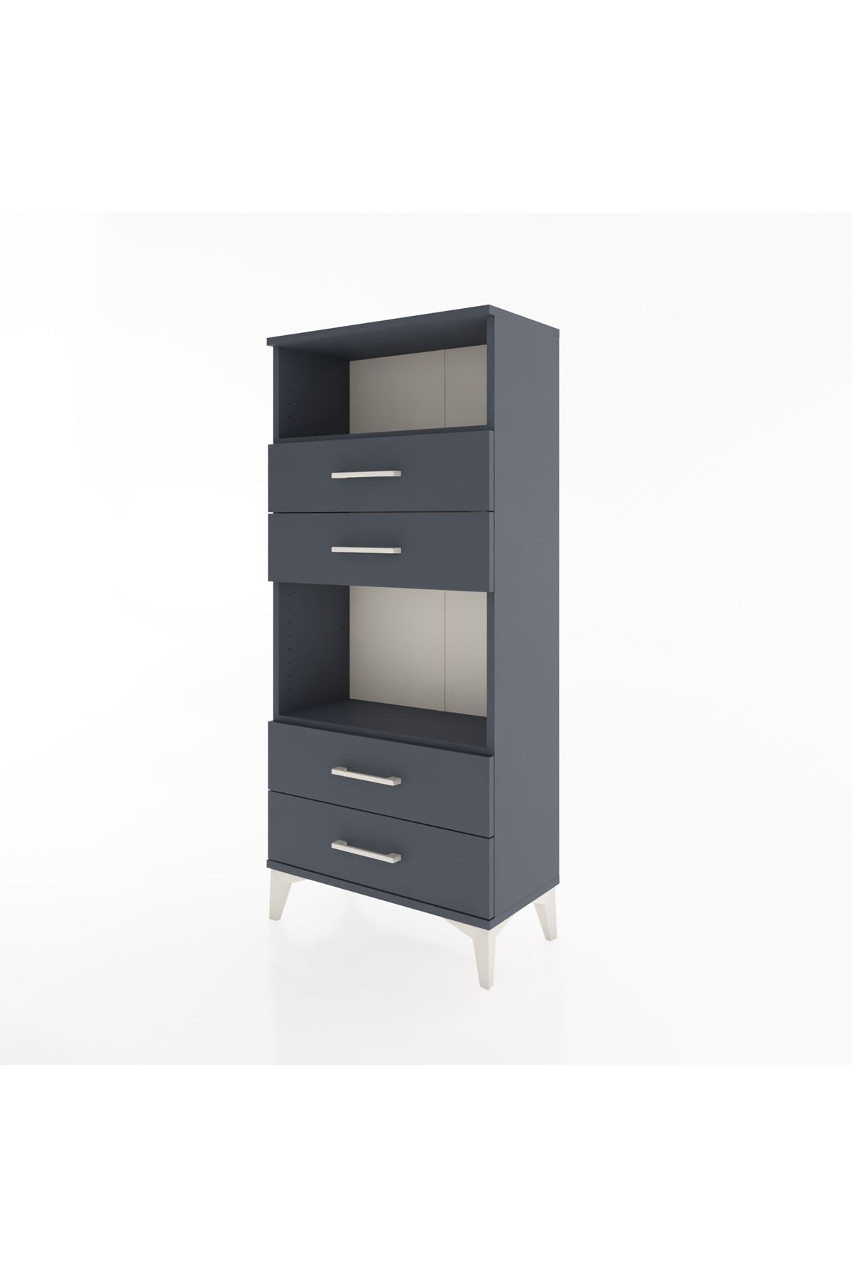 Hyperion Dolap 2 Raflı 4 Çekmeceli 60x44x134 Antrasit-Antrasit