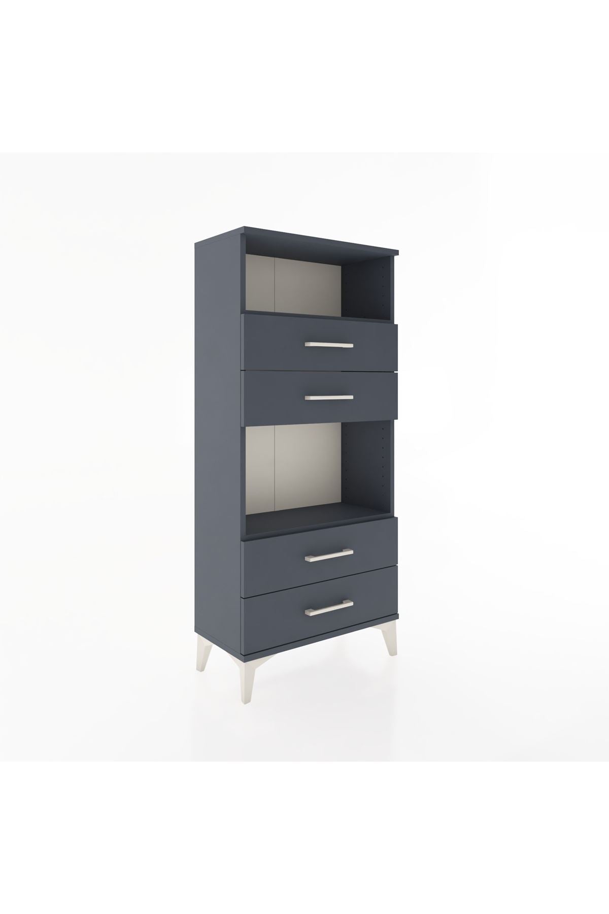 Hyperion Dolap 2 Raflı 4 Çekmeceli 60x44x134 Antrasit-Antrasit