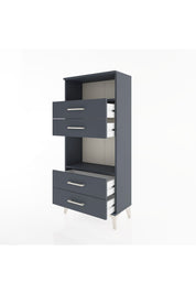 Hyperion Dolap 2 Raflı 4 Çekmeceli 60x44x134 Antrasit-Antrasit