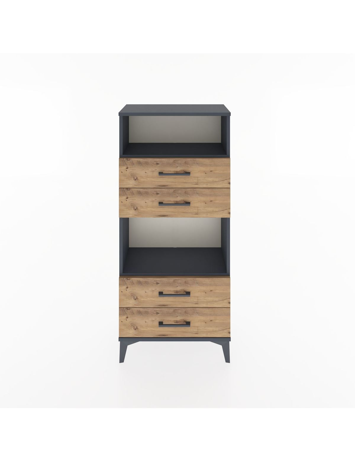 Hyperion Dolap 2 Raflı 4 Çekmeceli 60x44x134 Antrasit-Çam