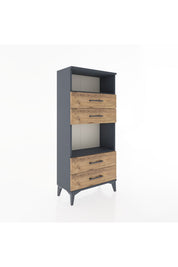Hyperion Dolap 2 Raflı 4 Çekmeceli 60x44x134 Antrasit-Çam